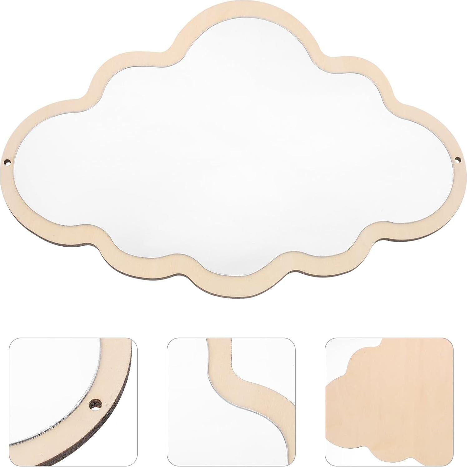 Espejo de Madera Irrompible FRCOLOR en Forma de Nube 37.6x2.54cm