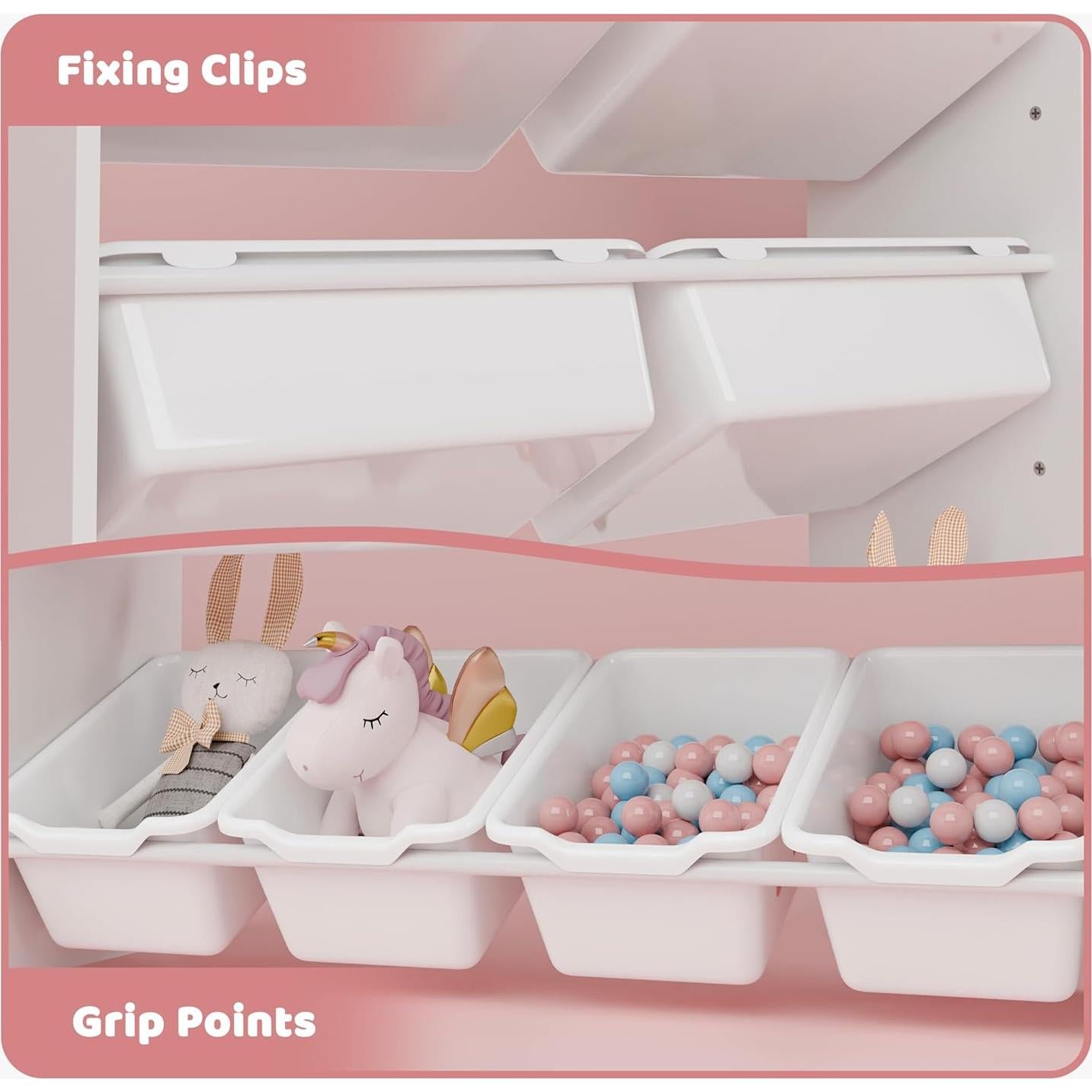 Xilingol Kids Toy Storage Organizer, 4-Tier Toy Organizers W/8 Removable Storage Bins, Kid Bookshelf and Toy Storage for Study Room, Bedroom, Kids Room, Classroom, Nursery