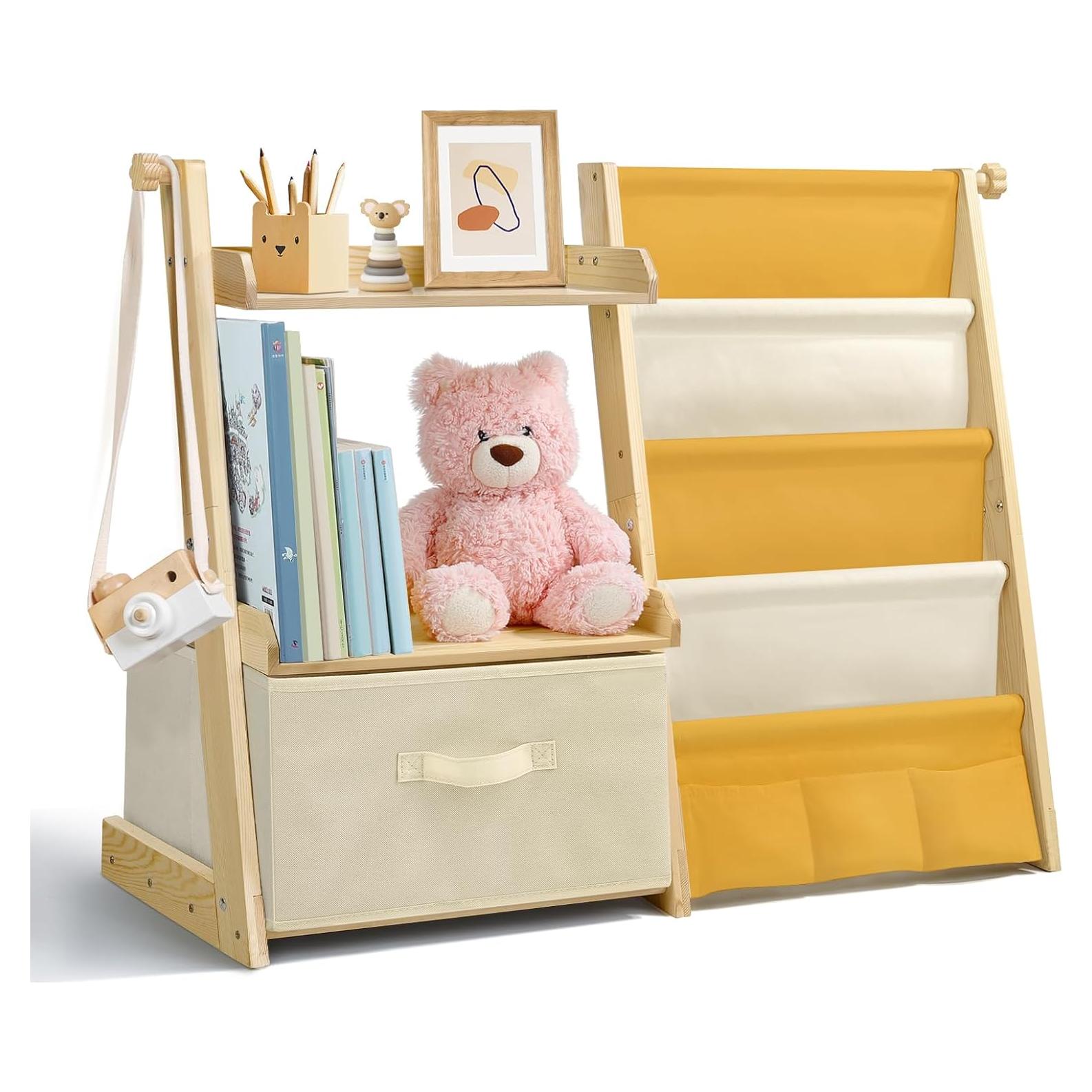 Estantería Organizador de Juguetes Wooshwa Amarillo 4 Niveles