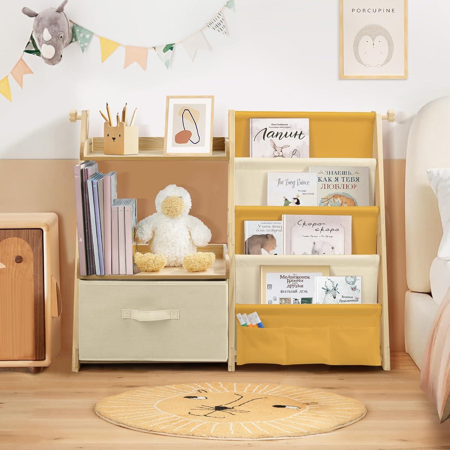 Estantería Organizador de Juguetes Wooshwa Amarillo 4 Niveles