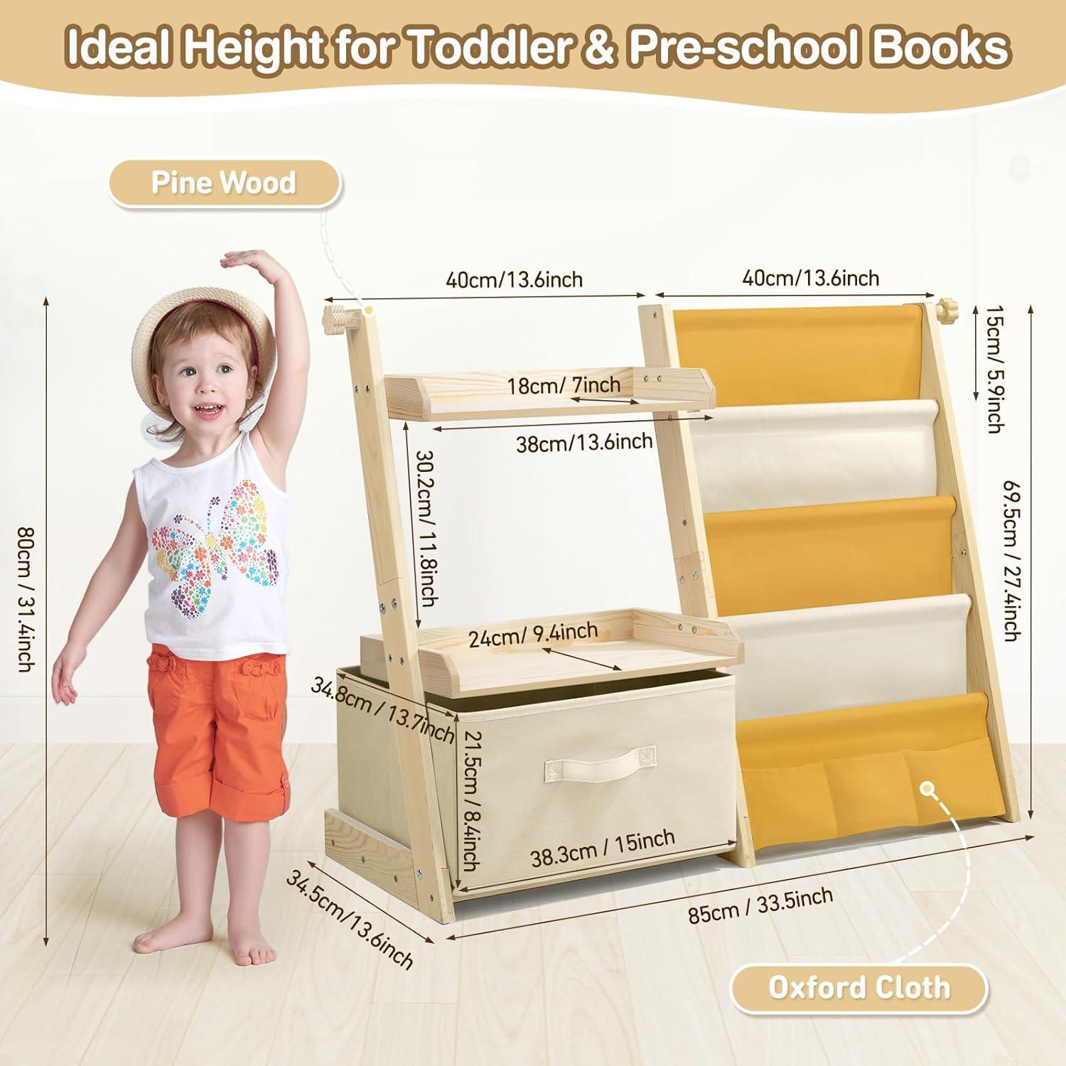 Estantería Organizador de Juguetes Wooshwa Amarillo 4 Niveles