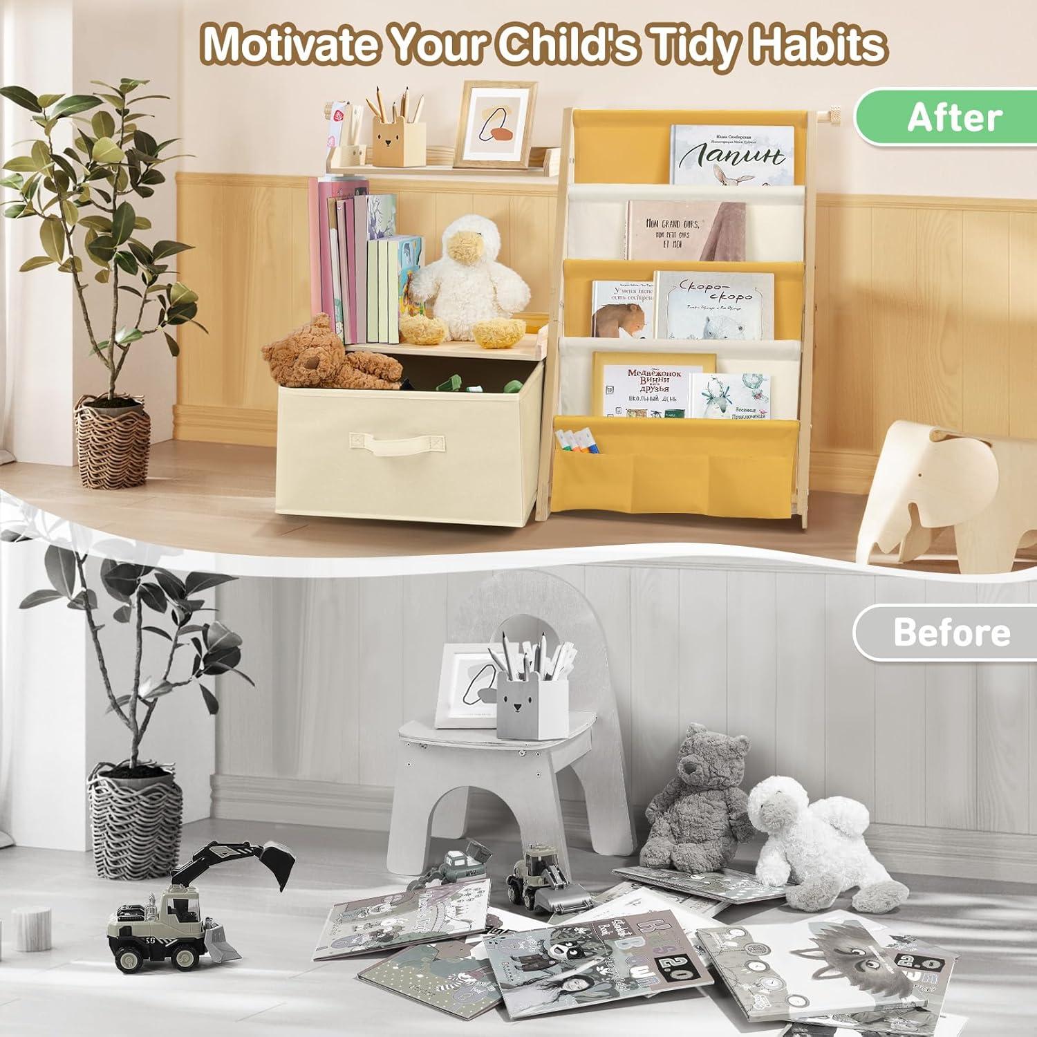 Estantería Organizador de Juguetes Wooshwa Amarillo 4 Niveles