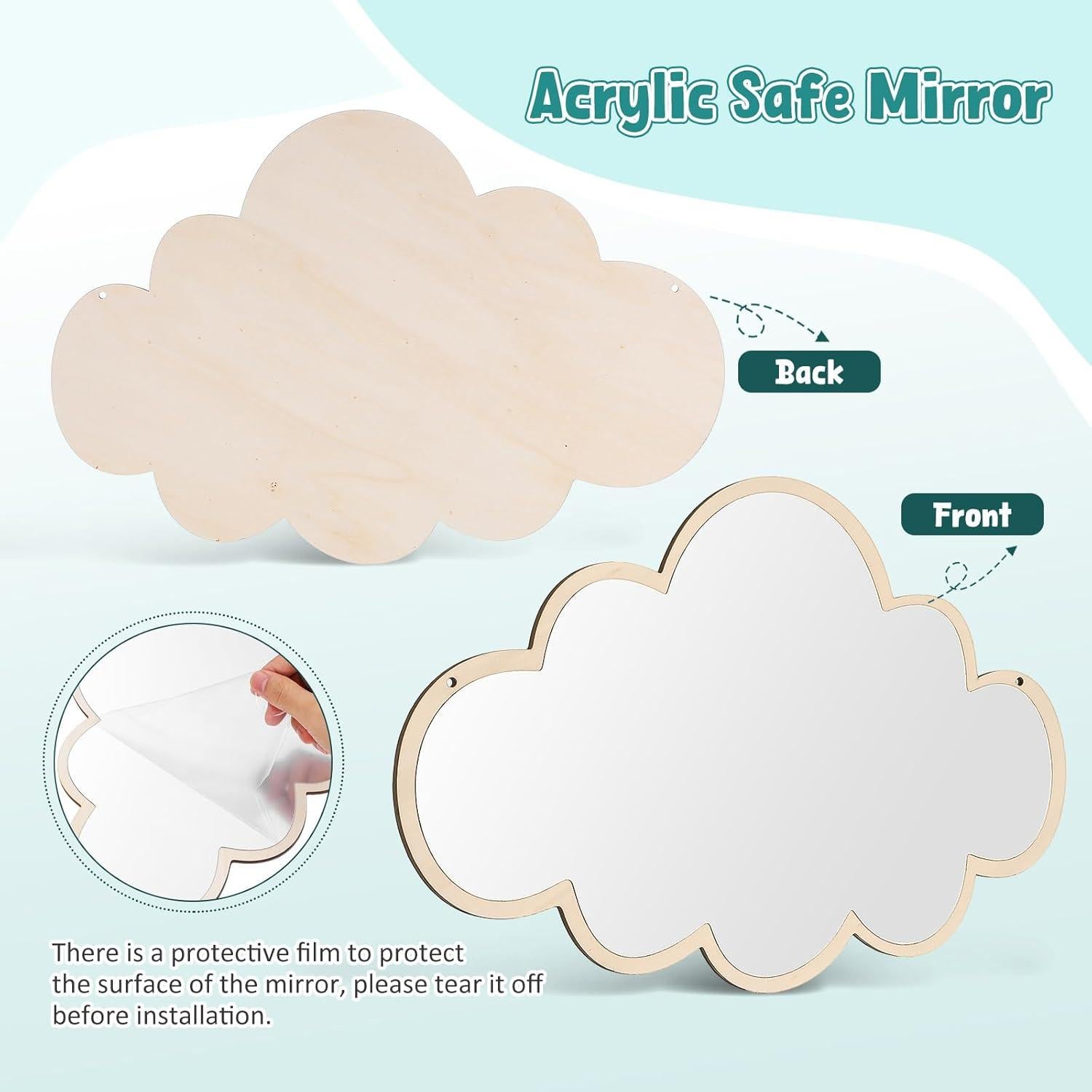 Espejo Nube de Madera FOMIYES Antideslizante 38x25 cm