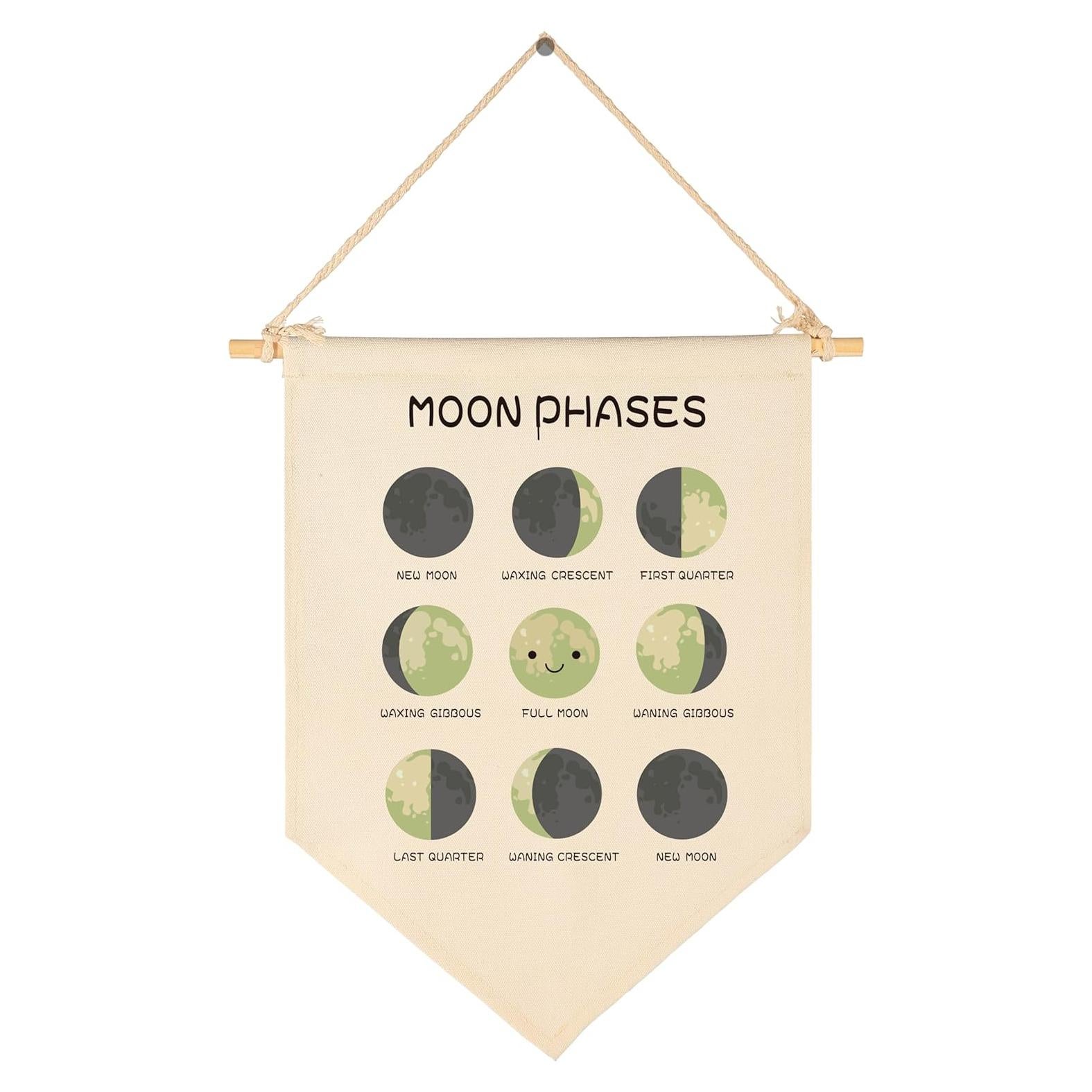 Bandera Colgante Fases de la Luna Montessori Beige 39.6x27.9cm