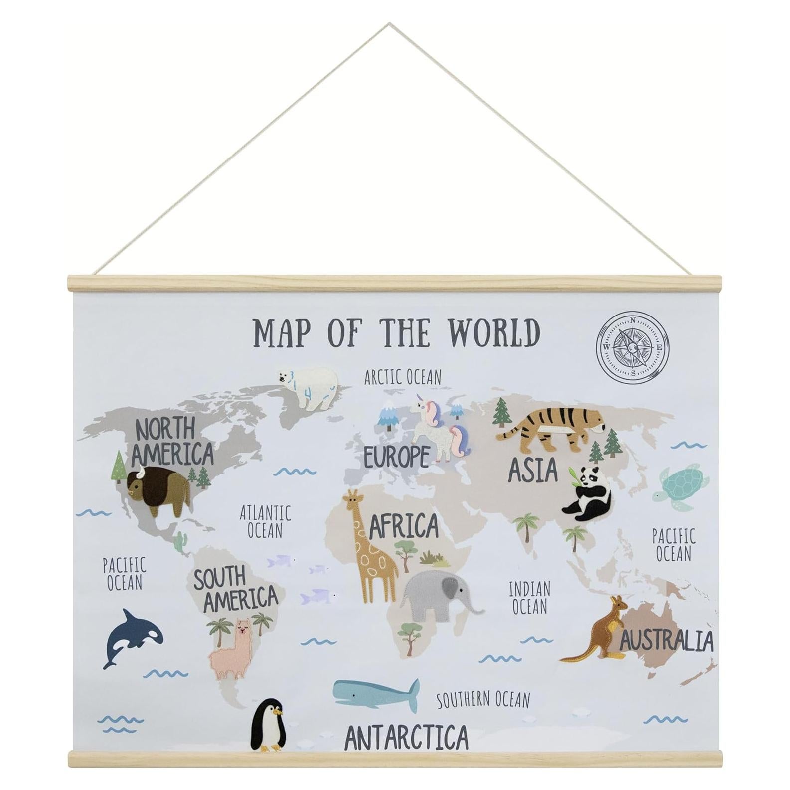 Póster Mapa Mundial Bordado Bon et Beau 81 x 61 cm Decoración