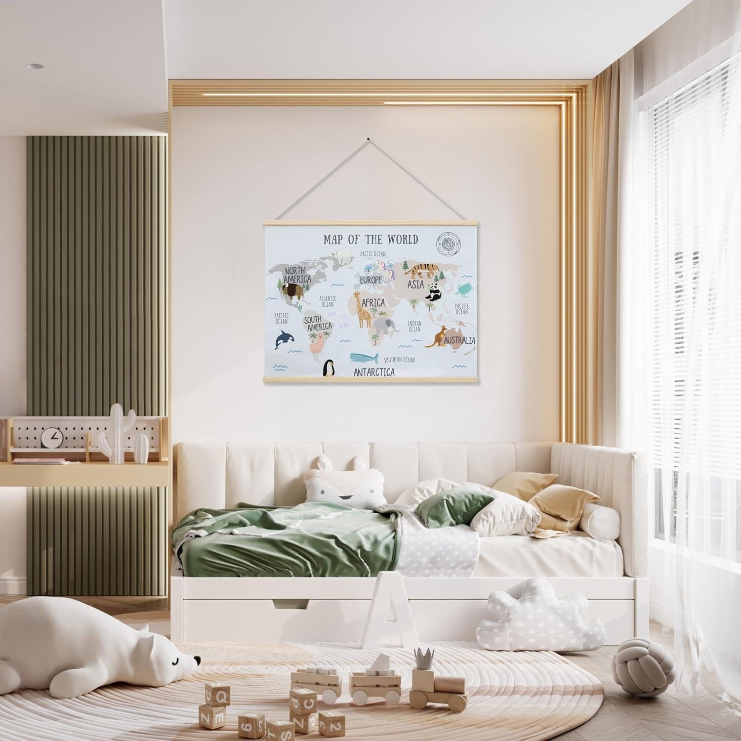 Póster Mapa Mundial Bordado Bon et Beau 81 x 61 cm Decoración