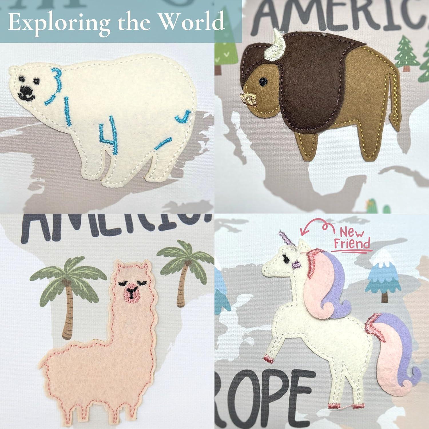 Póster Mapa Mundial Bordado Bon et Beau 81 x 61 cm Decoración