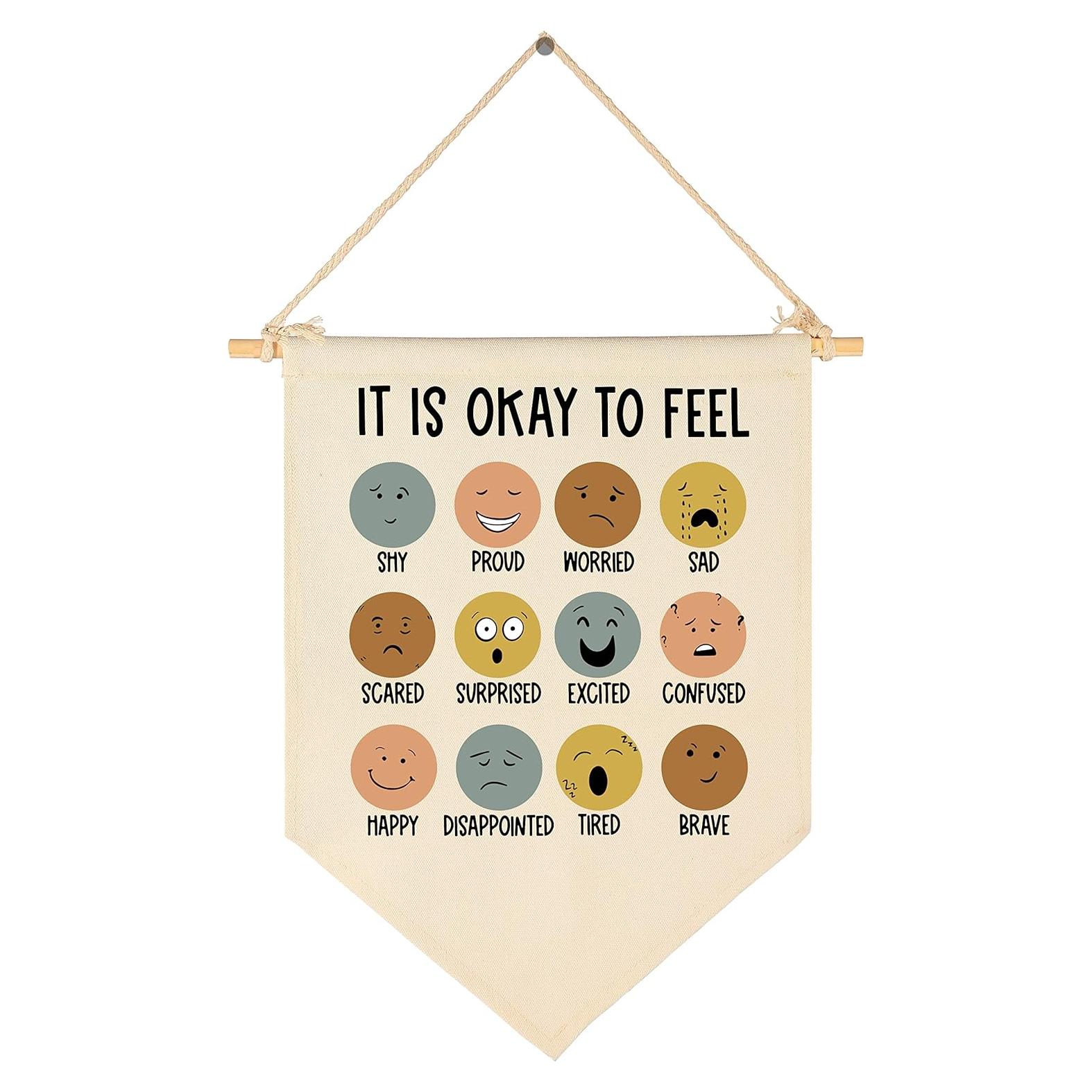 Póster de Lienzo Colgante Estás Bien Sentir 39x28 cm Beige