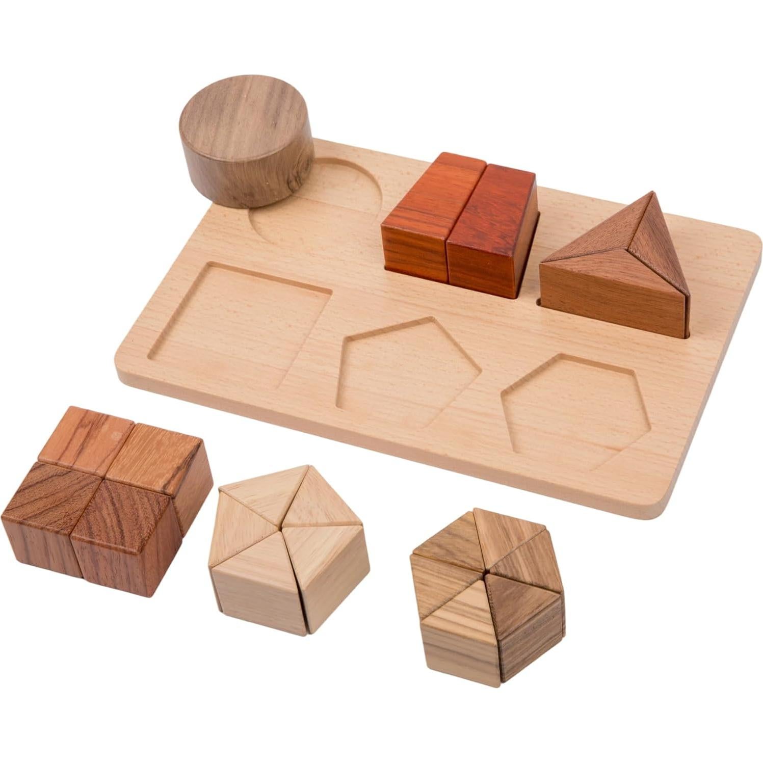 Rompecabezas de Fracciones de Madera Montessori - 21 Bloques