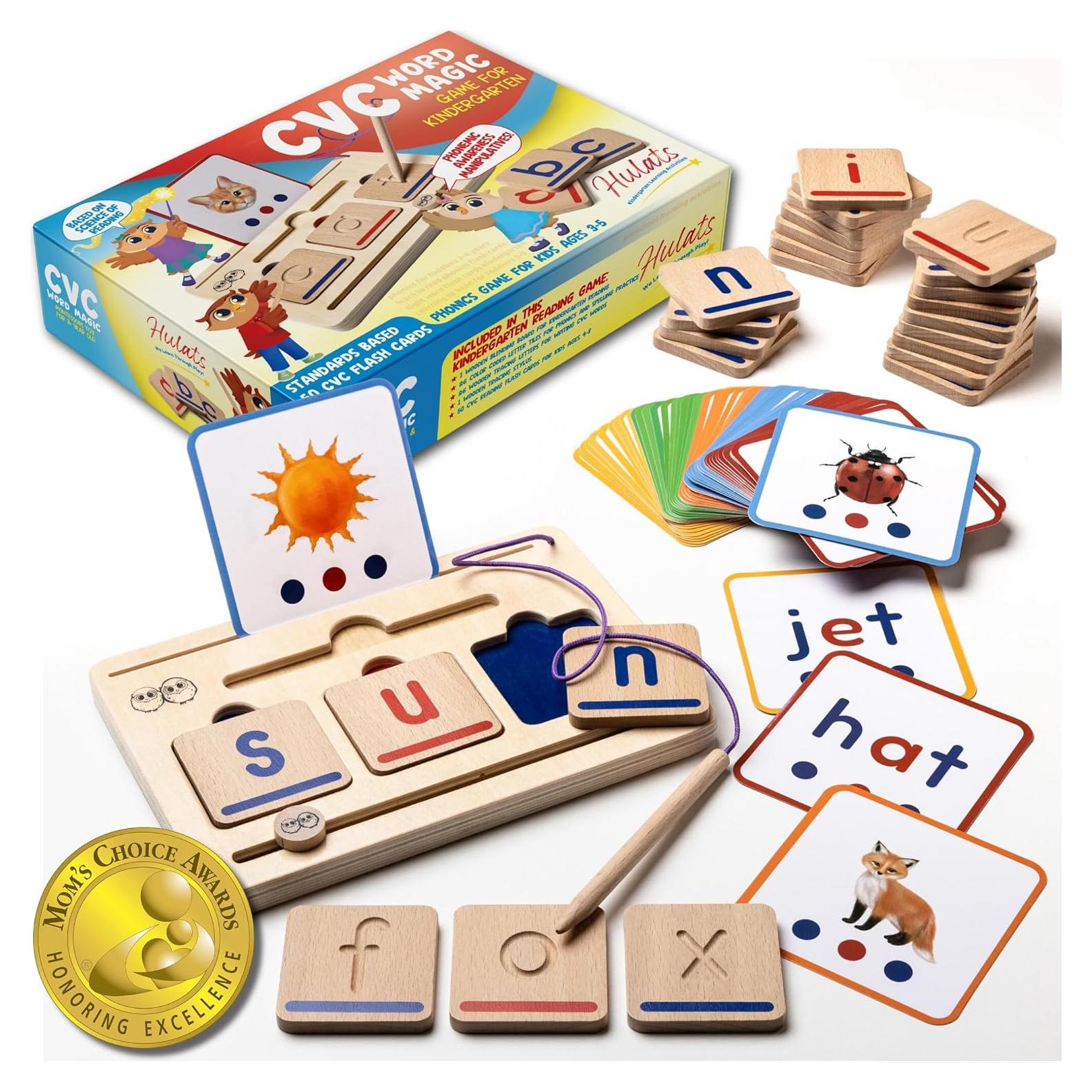 Juego Montessori CVC Word Magic - Owl Village, 50 Tarjetas y Letras