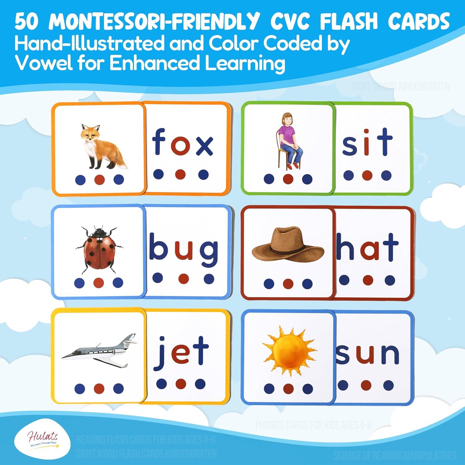 Juego Montessori CVC Word Magic - Owl Village, 50 Tarjetas y Letras