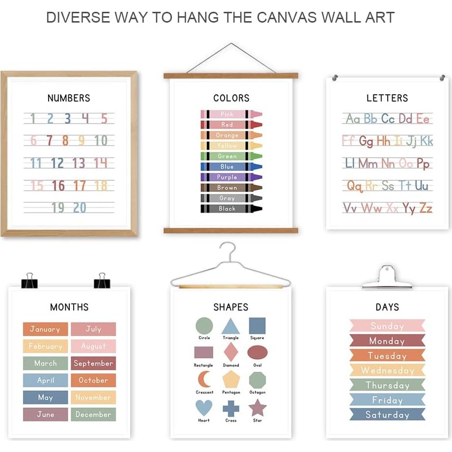Conjunto de 6 Pósteres Educativos UNXIS para Preescolar 20.32x25.4cm