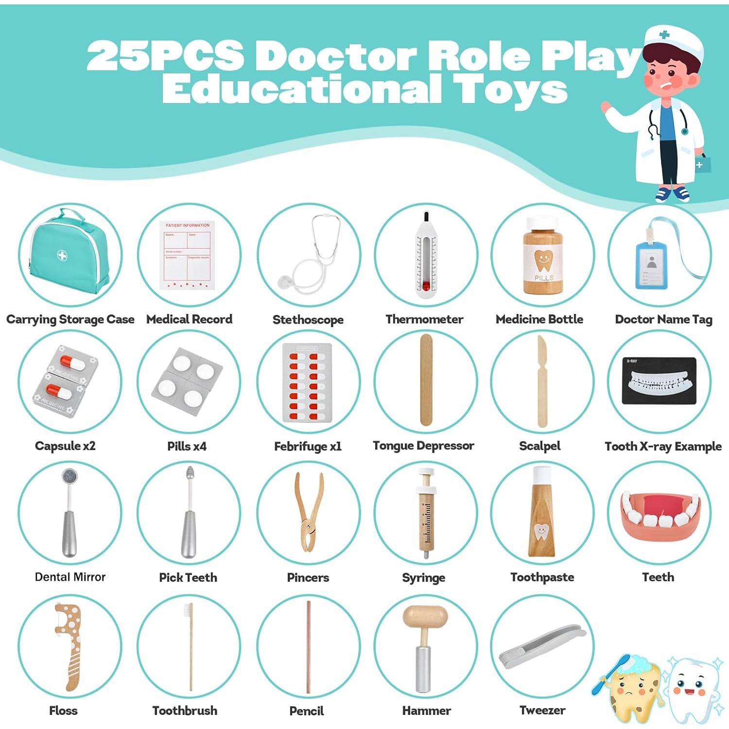 Kit de Doctor Fsaroo para Niños - Juego de Rol Educativo 25 Piezas