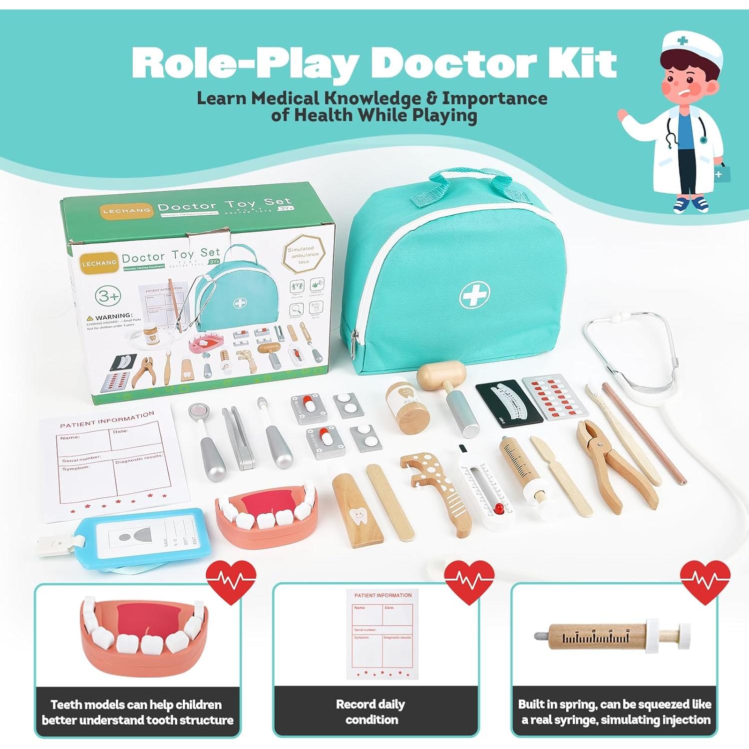 Kit de Doctor Fsaroo para Niños - Juego de Rol Educativo 25 Piezas