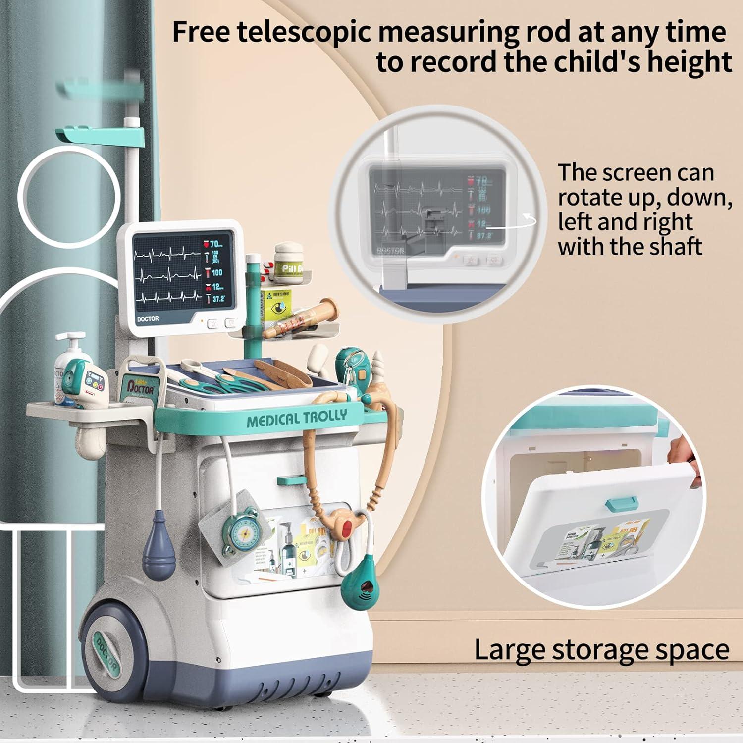 Kit de Doctor Deejoy para Niños - Carro Médico con 28 Accesorios
