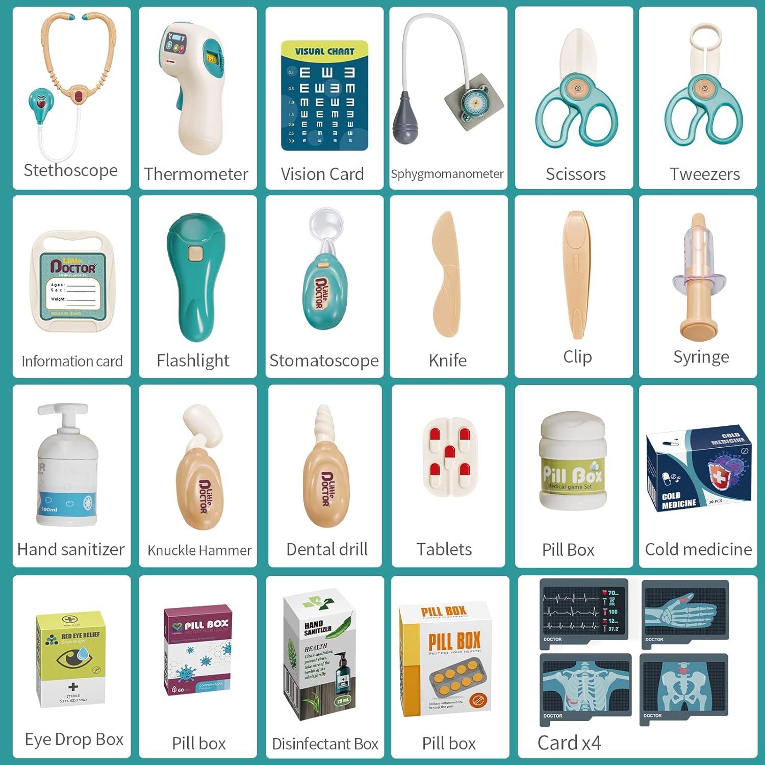 Kit de Doctor Deejoy para Niños - Carro Médico con 28 Accesorios