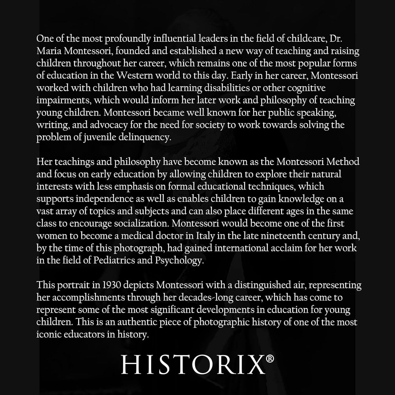 Retrato Vintage 1930 Doctora Maria Montessori - 20x25 cm