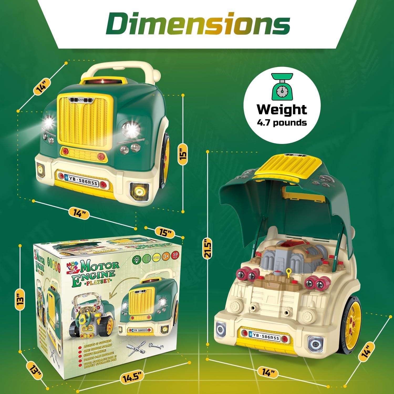 Juego de Motor de Camión Grande Mobius Toys 59 Piezas Verde