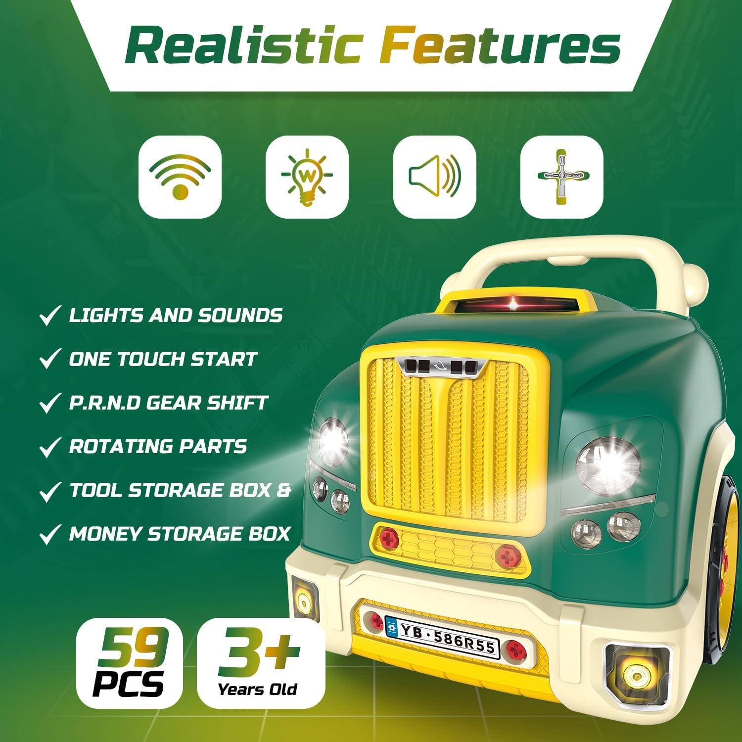 Juego de Motor de Camión Grande Mobius Toys 59 Piezas Verde