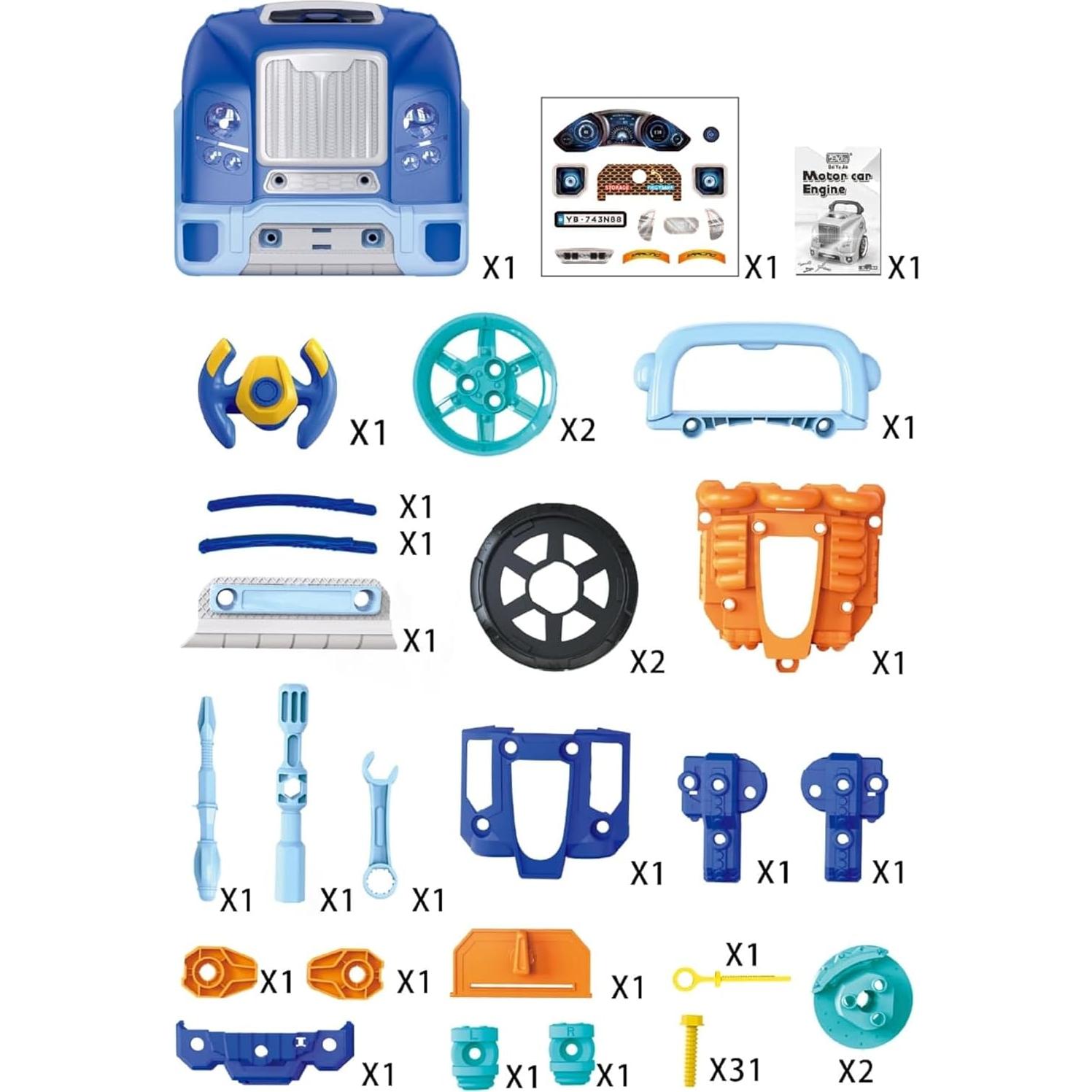 Taller de Motores de Automóviles La Fábrica de Burbujas - Azul - Juguete Mecánico 59 Piezas