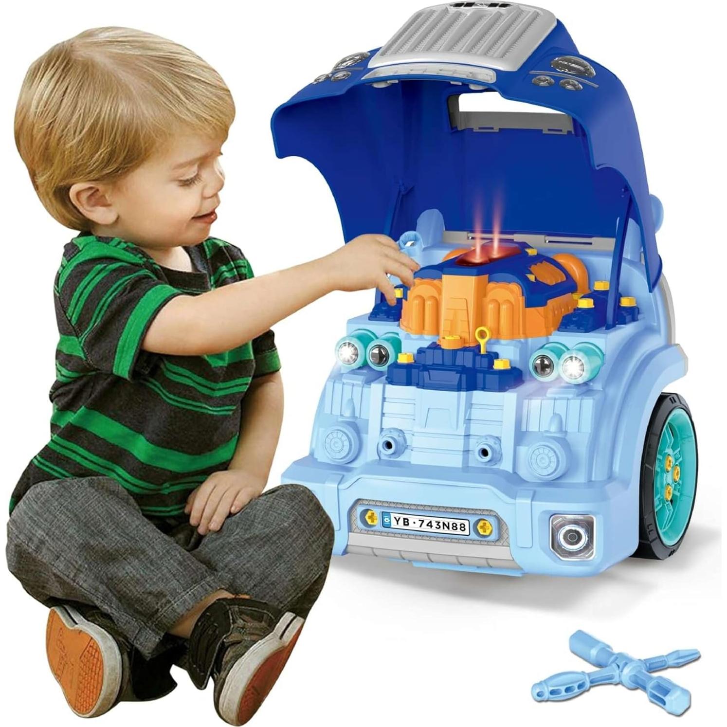 Taller de Motores de Automóviles La Fábrica de Burbujas - Azul - Juguete Mecánico 59 Piezas