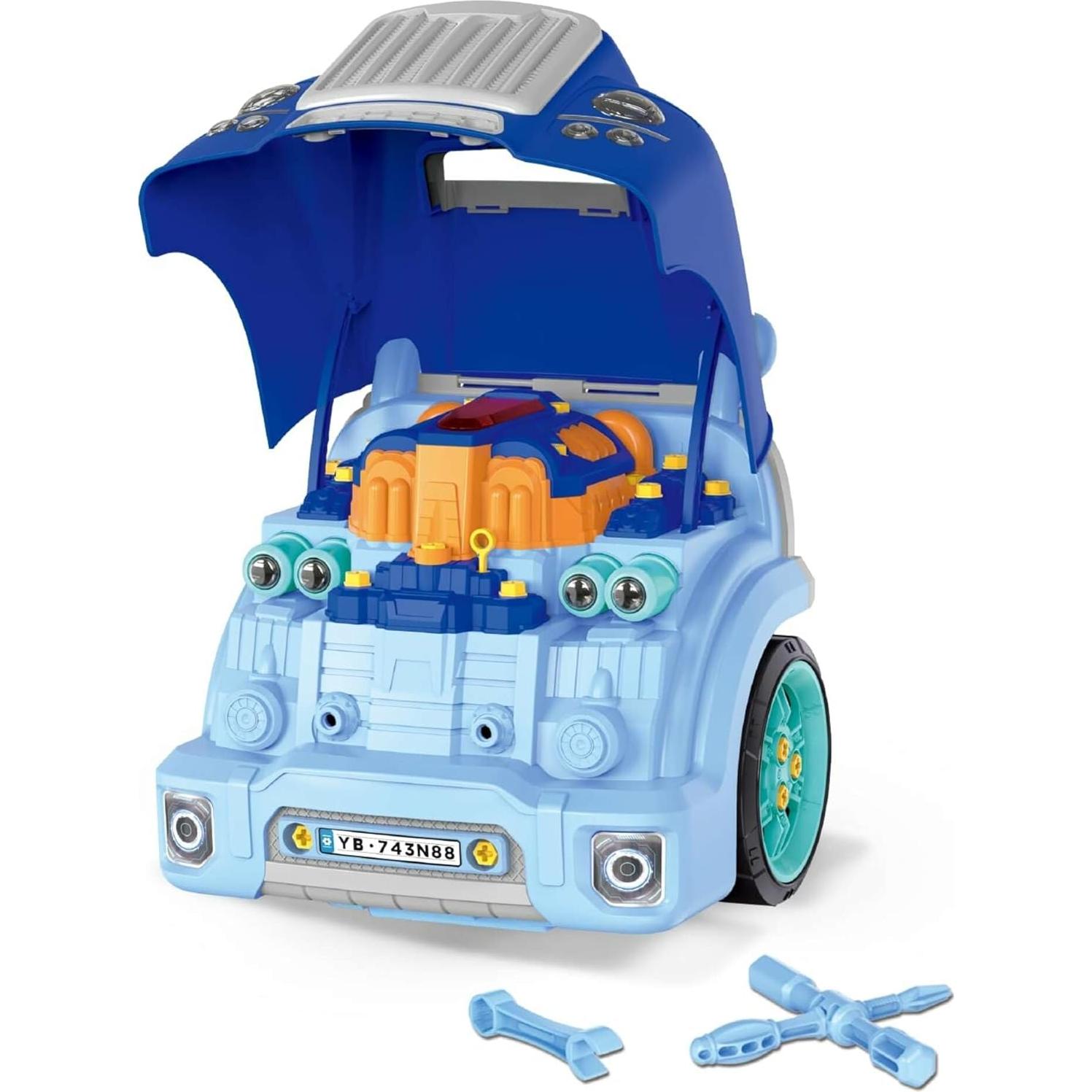 Taller de Motores de Automóviles La Fábrica de Burbujas - Azul - Juguete Mecánico 59 Piezas