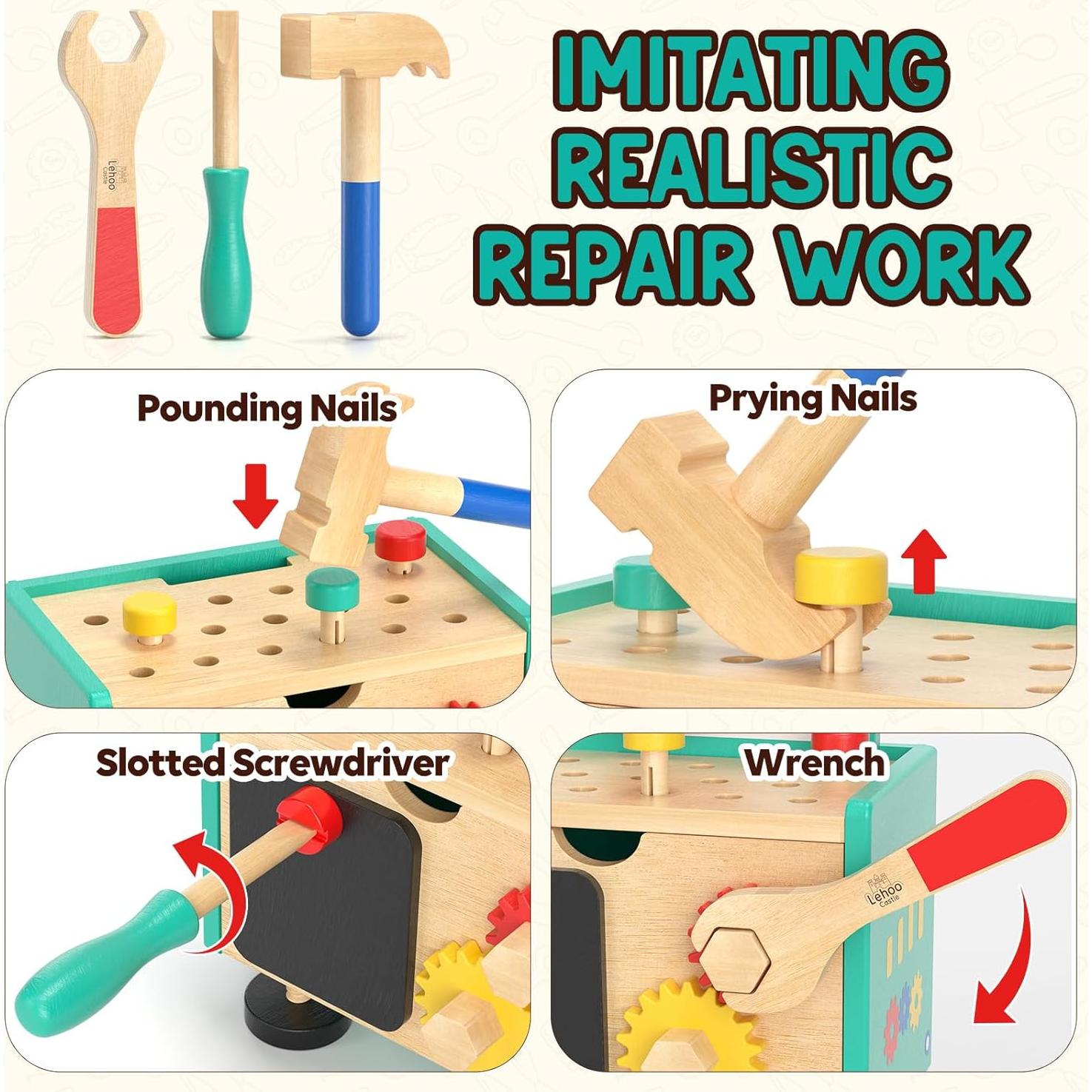 Juego de Herramientas de Madera Lehoo Castle para Niños 3-5 Años