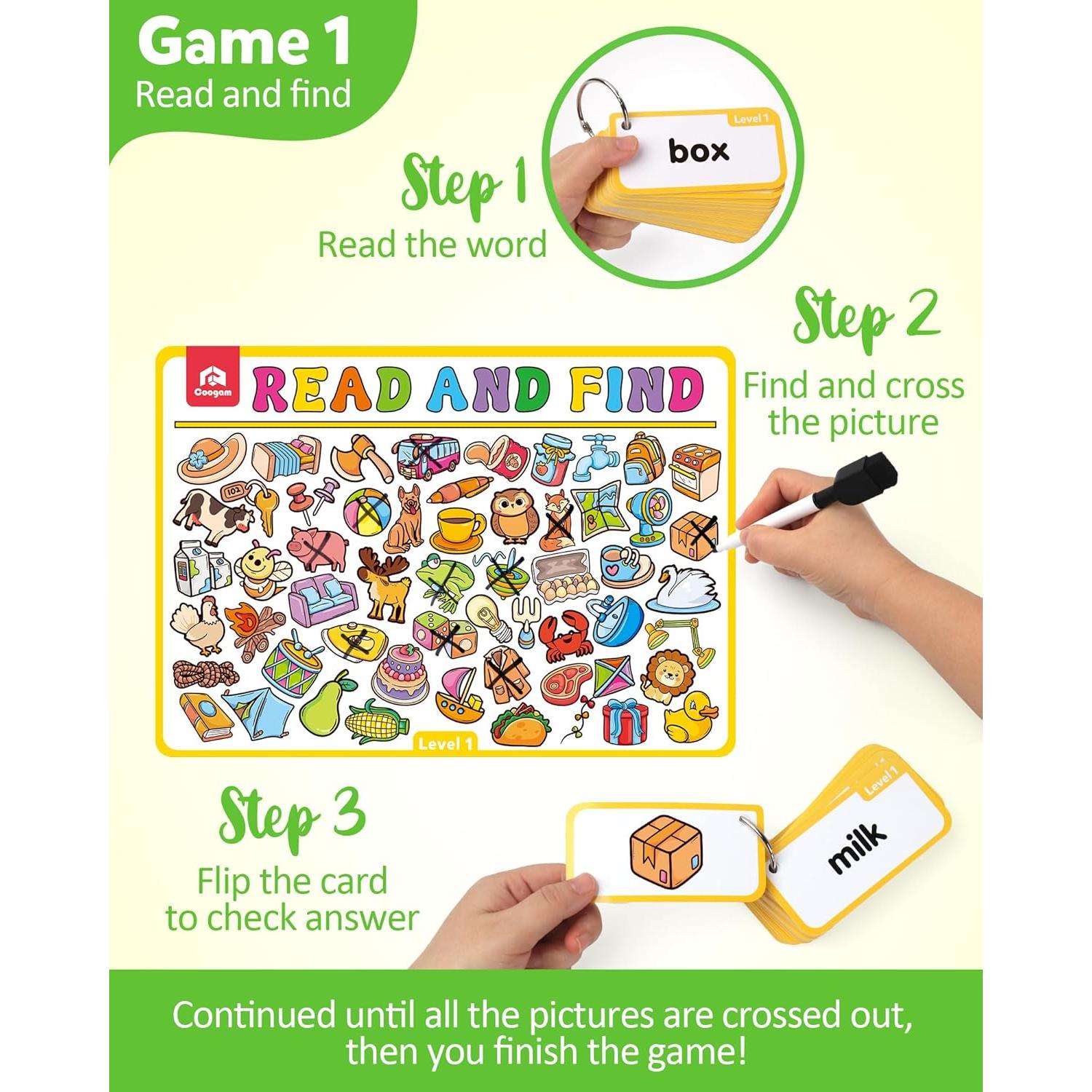 Tarjetas Didácticas Coogam 220 Palabras para Niños 3-5 Años