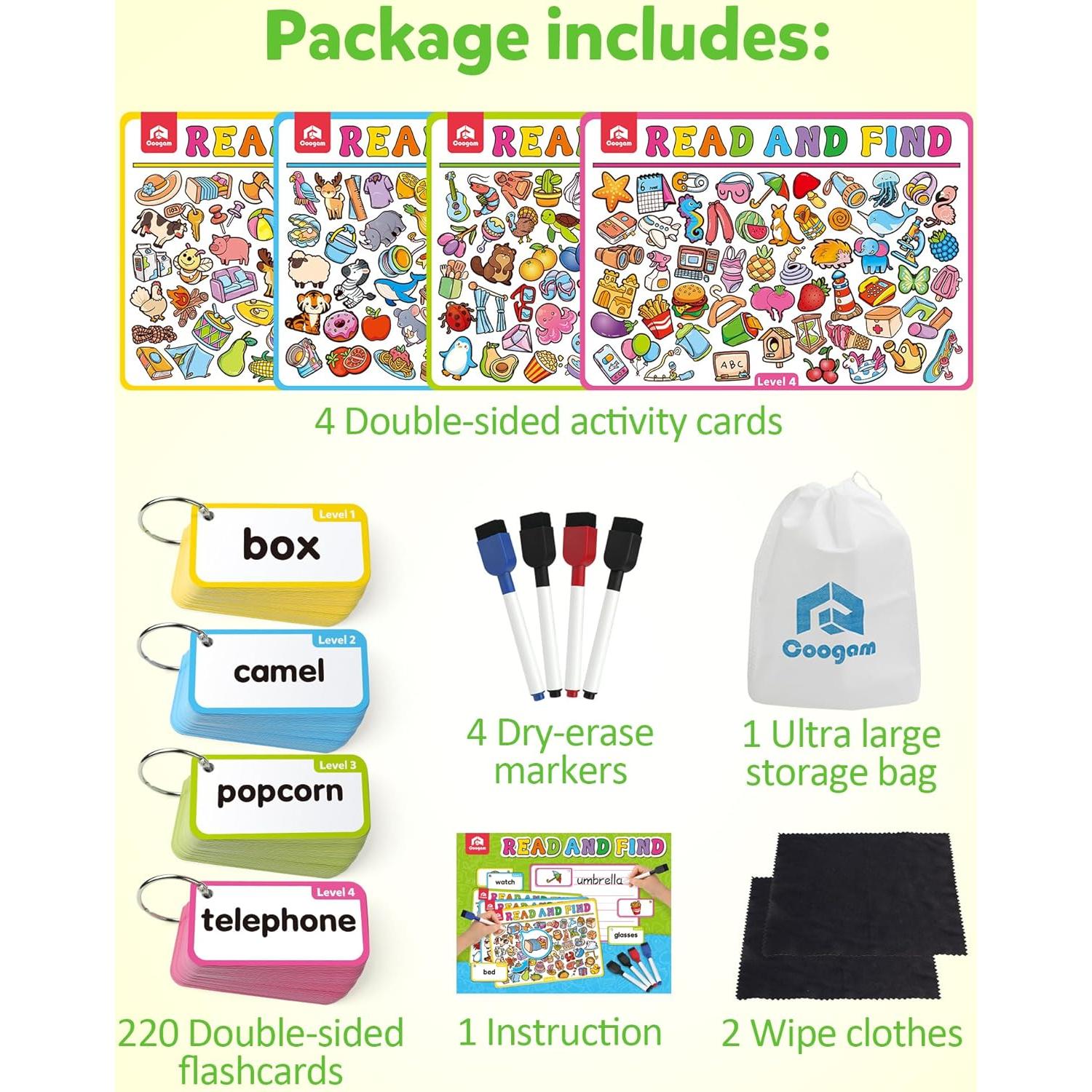 Tarjetas Didácticas Coogam 220 Palabras para Niños 3-5 Años