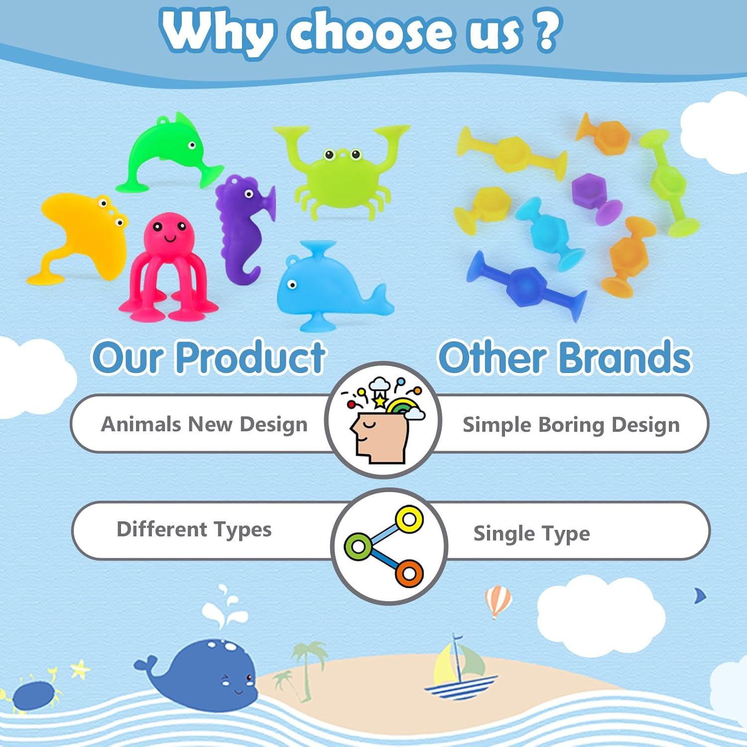 Juguetes de Ventosas Tepear 18 PCS Animales Oceánicos Baño