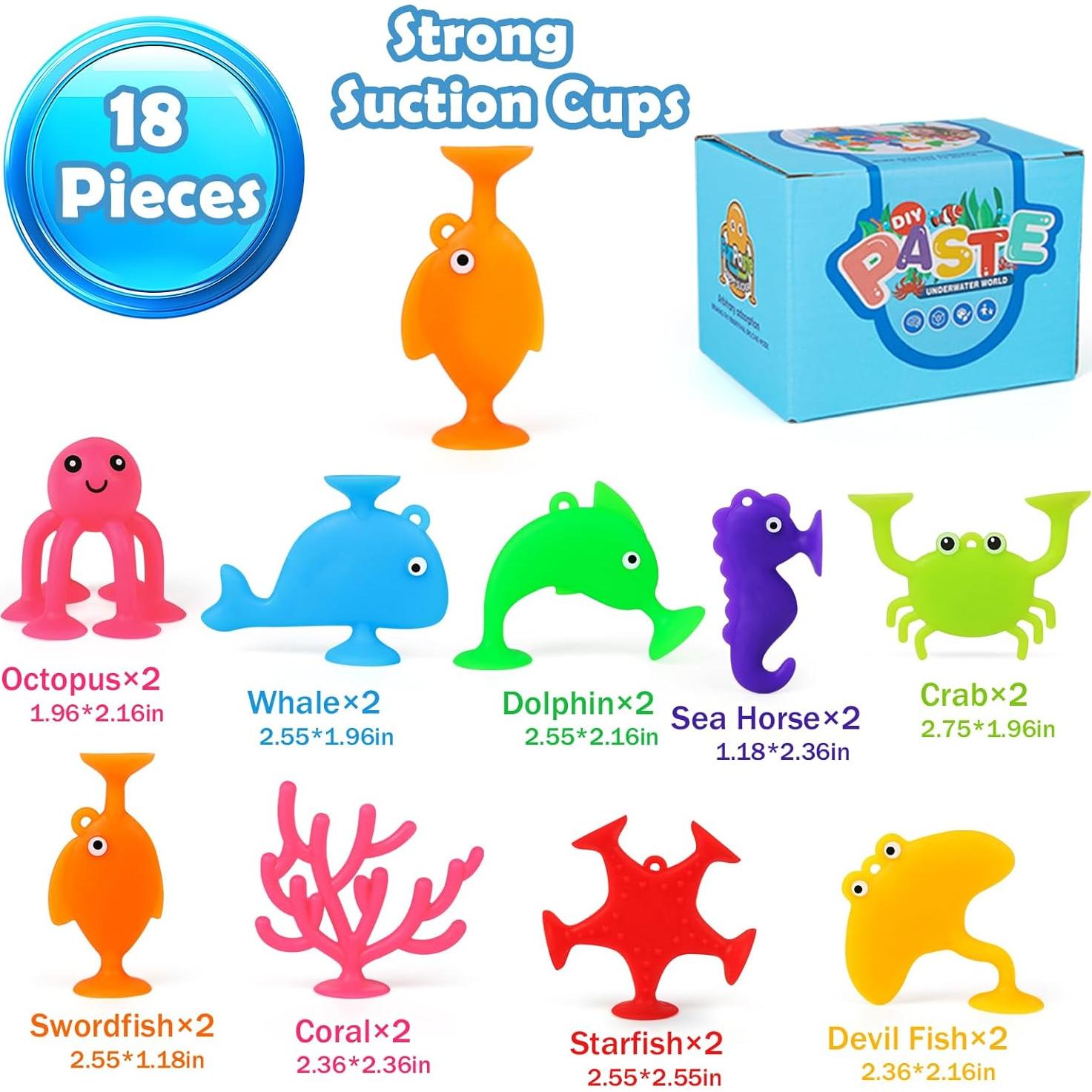 Juguetes de Ventosas Tepear 18 PCS Animales Oceánicos Baño