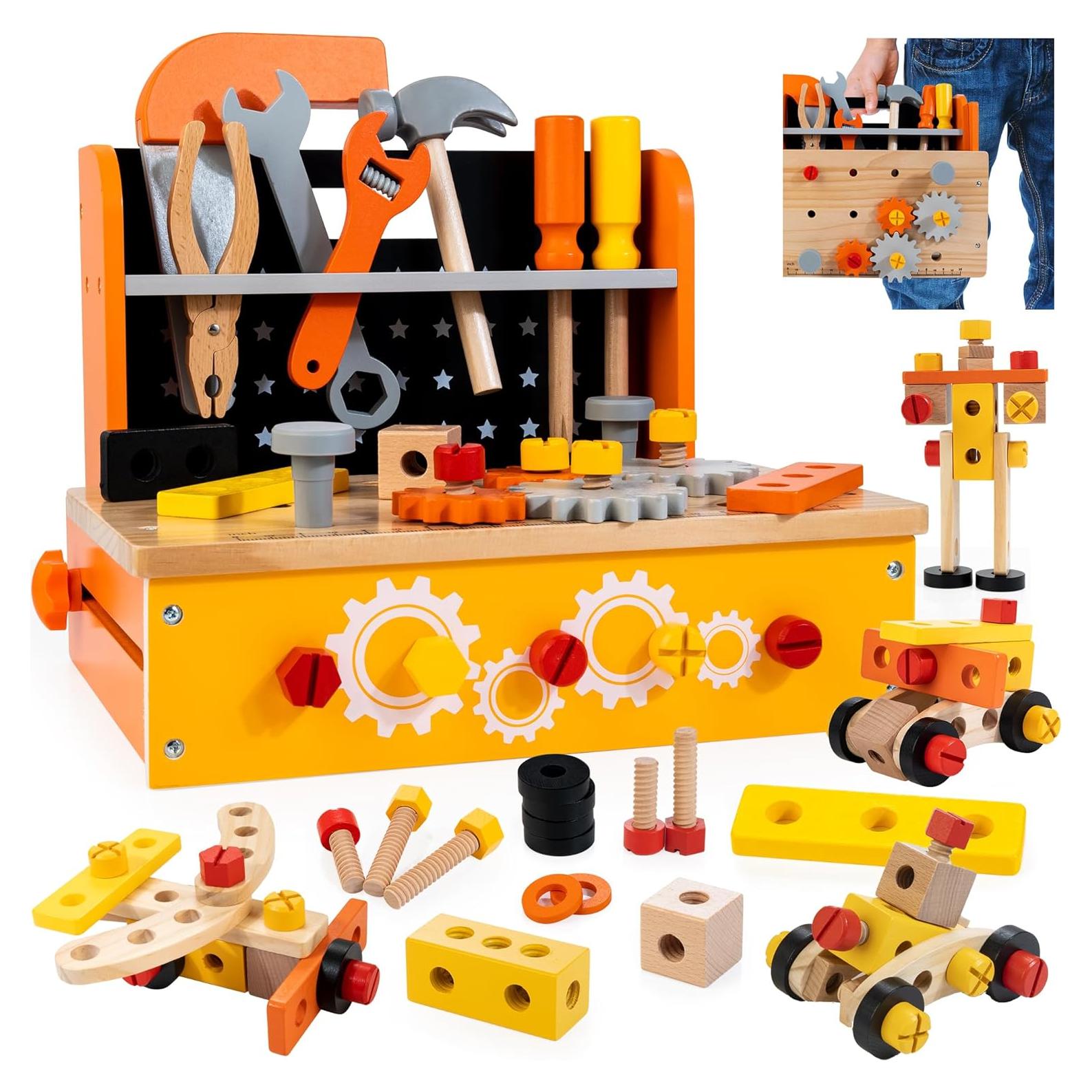 Banco de herramientas KIDWILL 54 piezas para niños 3-8 años