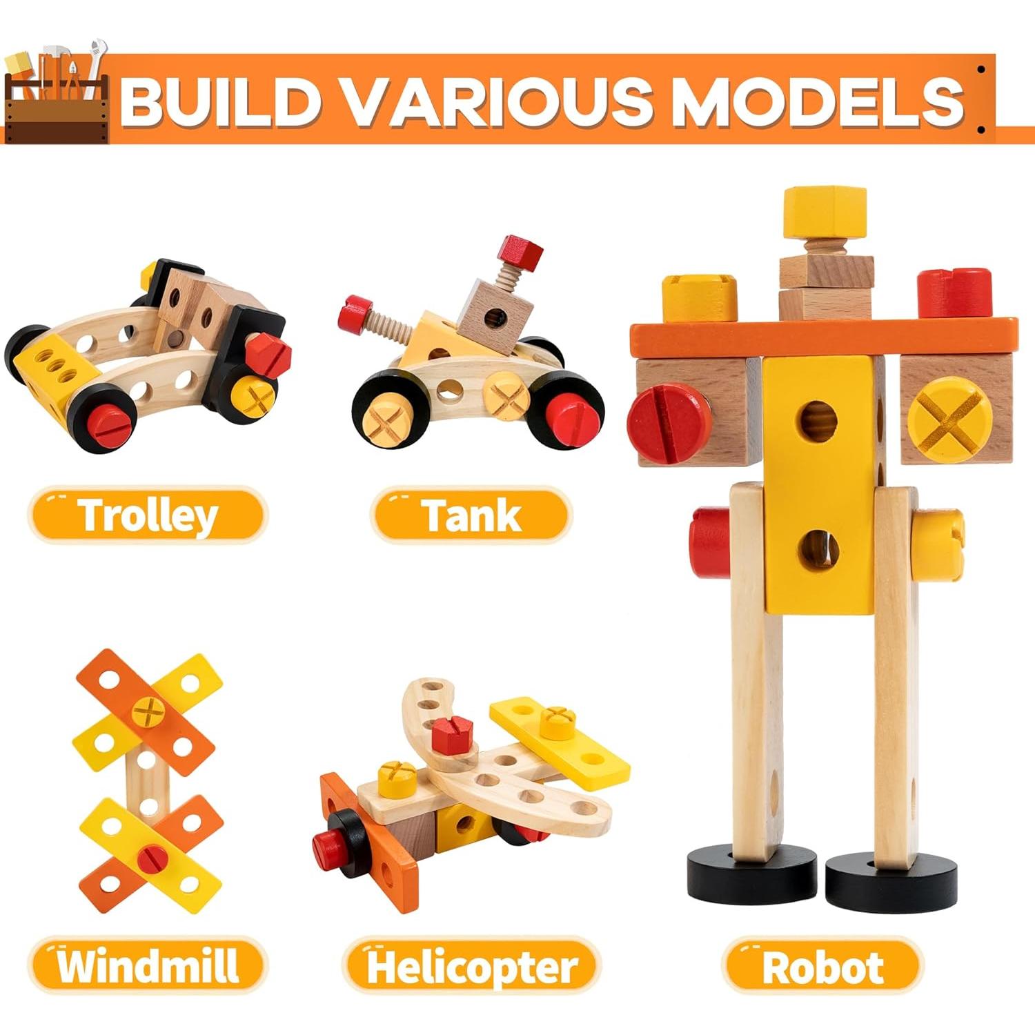 Banco de herramientas KIDWILL 54 piezas para niños 3-8 años