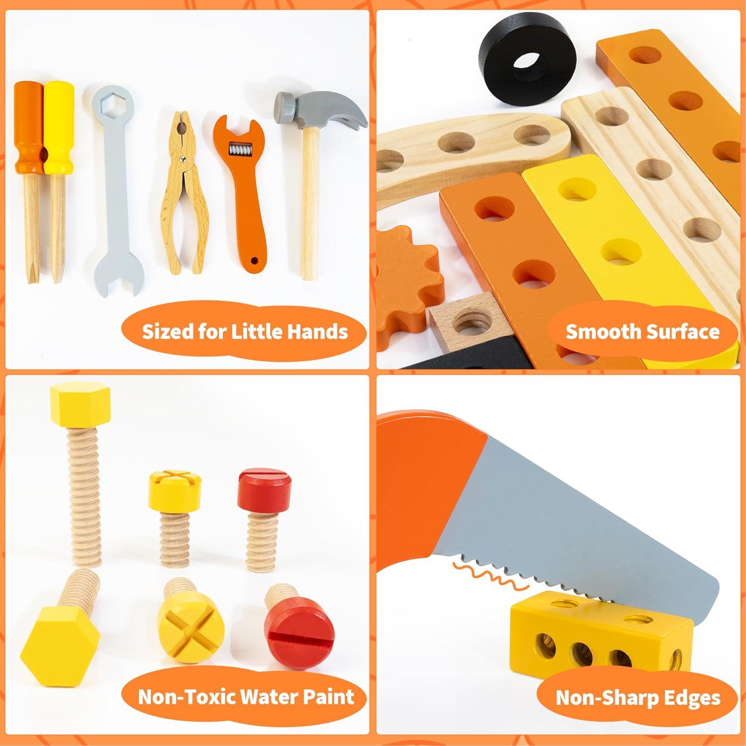 Banco de herramientas KIDWILL 54 piezas para niños 3-8 años