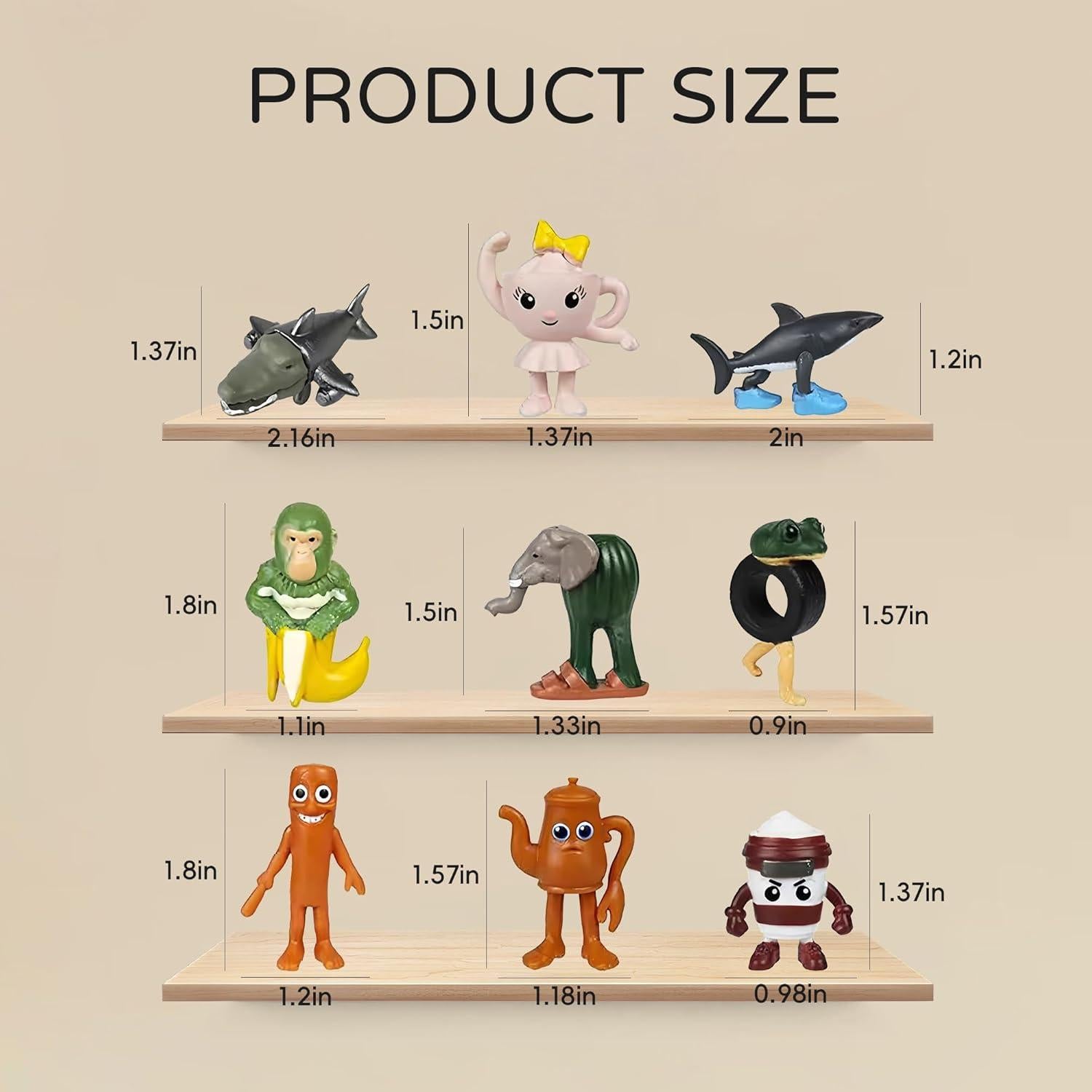 24 Figuras de Tiburón Meme Brainrot Italiano 5.1 cm PVC