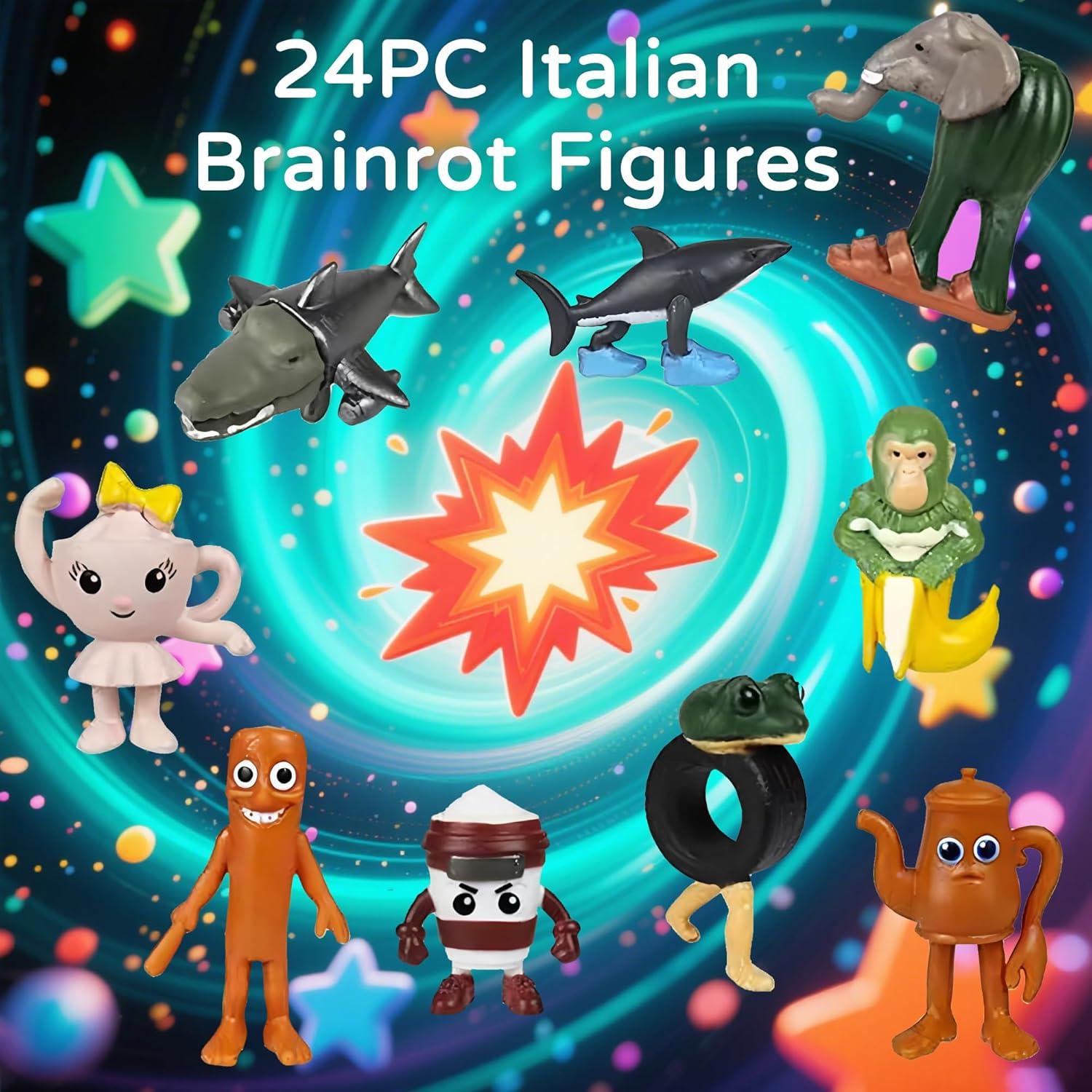 24 Figuras de Tiburón Meme Brainrot Italiano 5.1 cm PVC