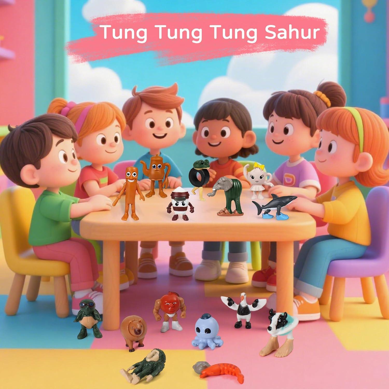 24 Figuras de Tiburón Meme Brainrot Italiano 5.1 cm PVC