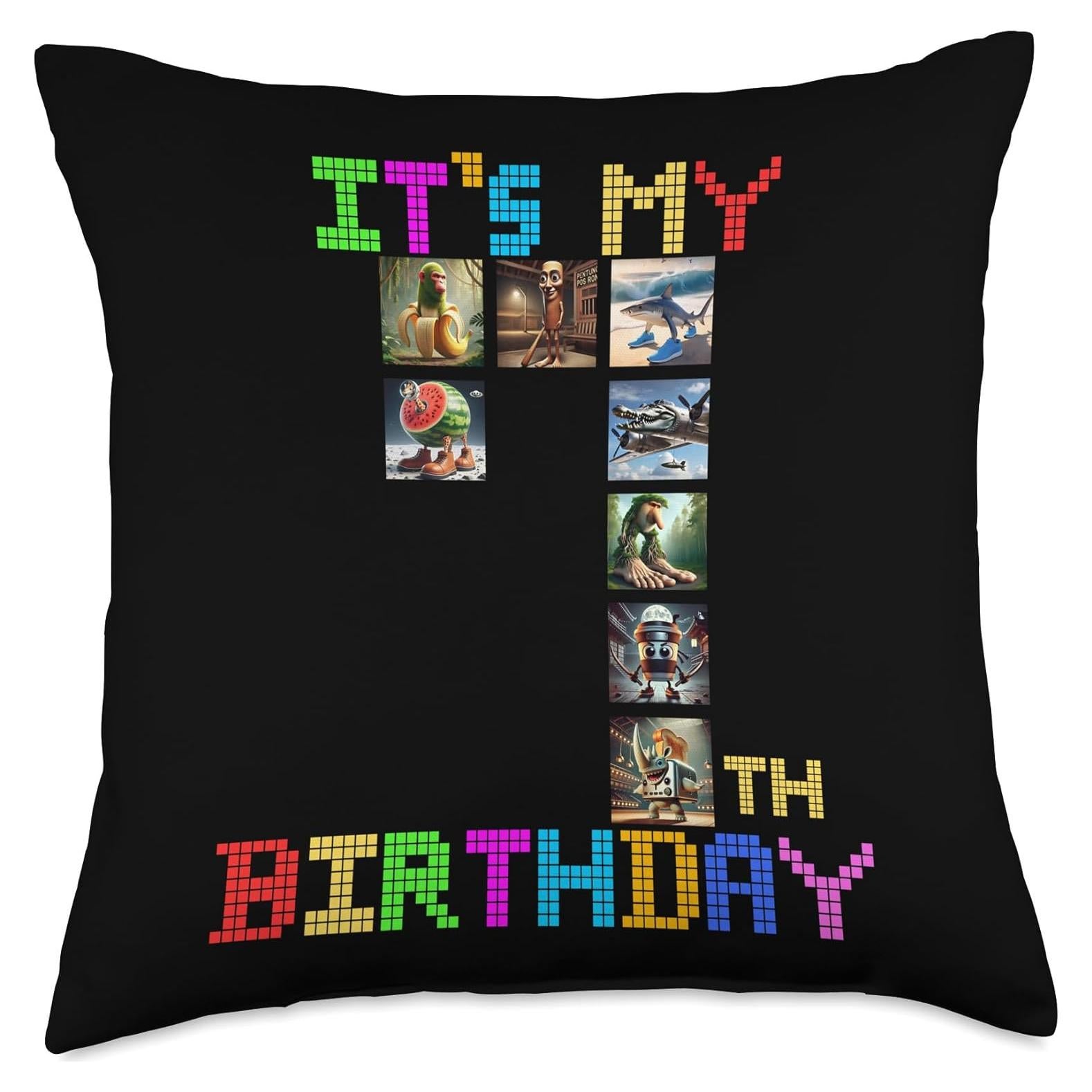 Cojín Divertido para Cumpleaños 7 Años Meme Italiano 18x18