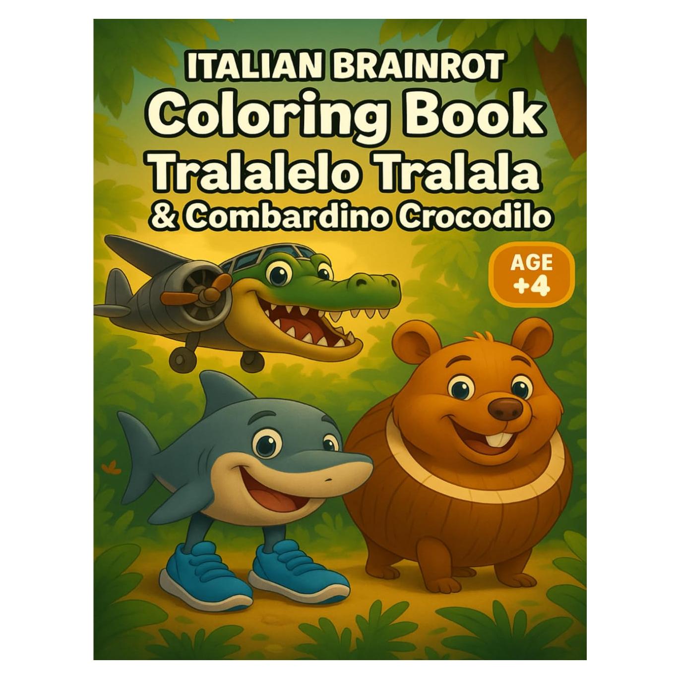 Italian BrainRot Coloring Book "Tralalelo Tralala & Combardino Crocodilo" For kids and Adults