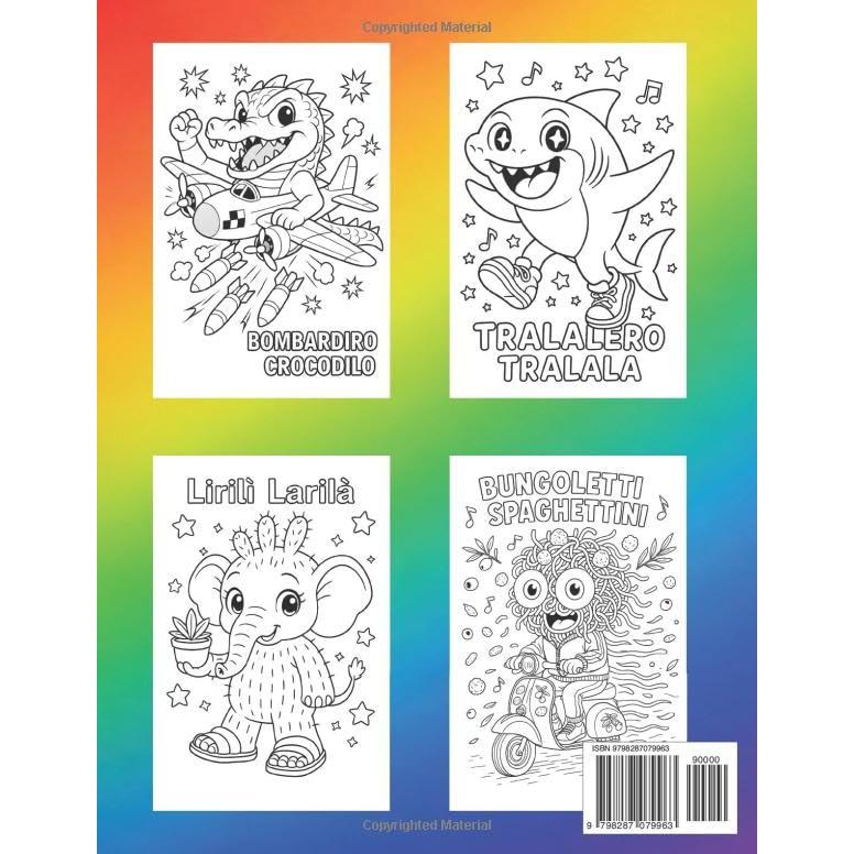 Italian Brainrot Coloring Book: Anime Kawaii Style Illustrations for Kids From the Popular TikTok Trend With Names