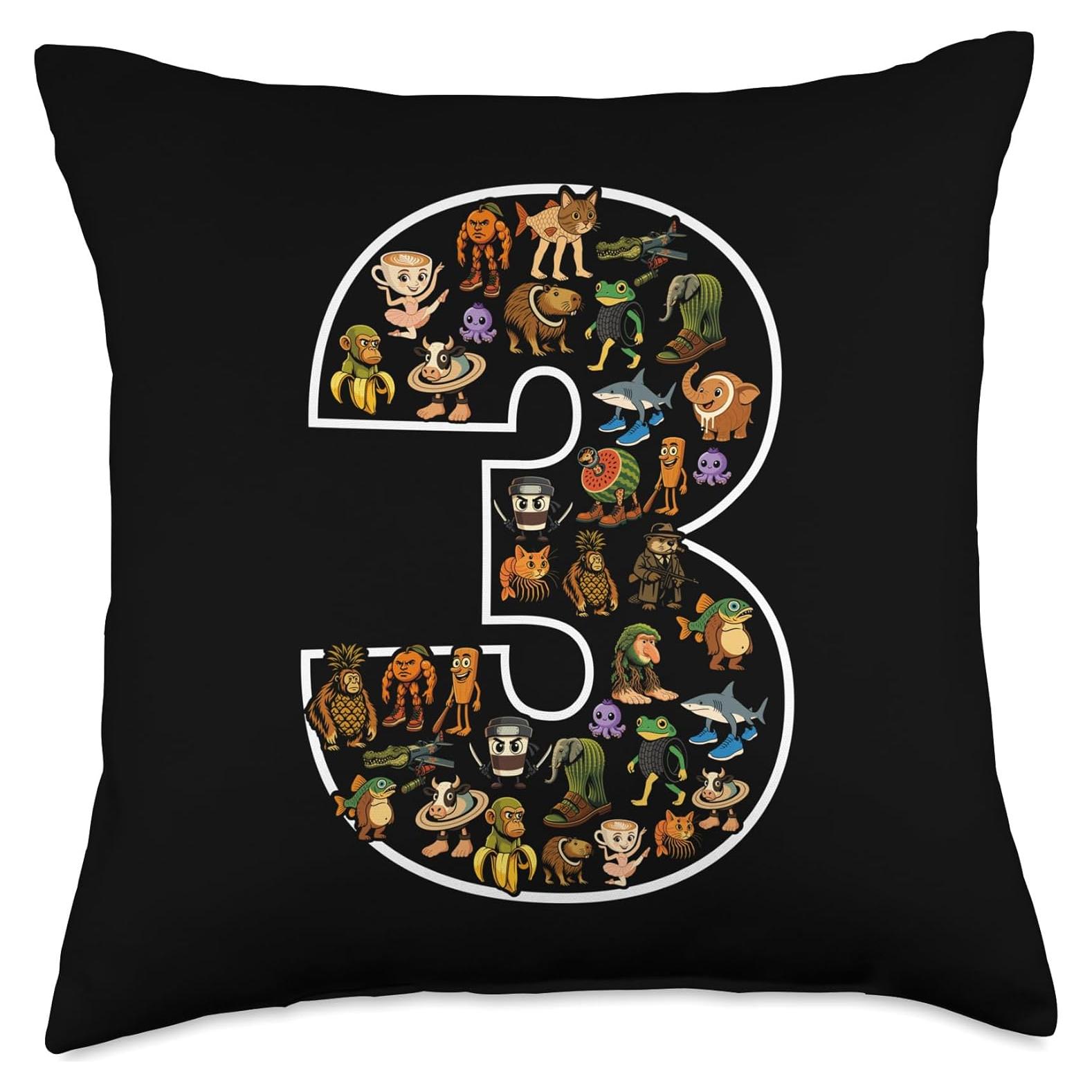 Cojín de Cumpleaños Brainrot Italiano 3 Años 45x45 cm