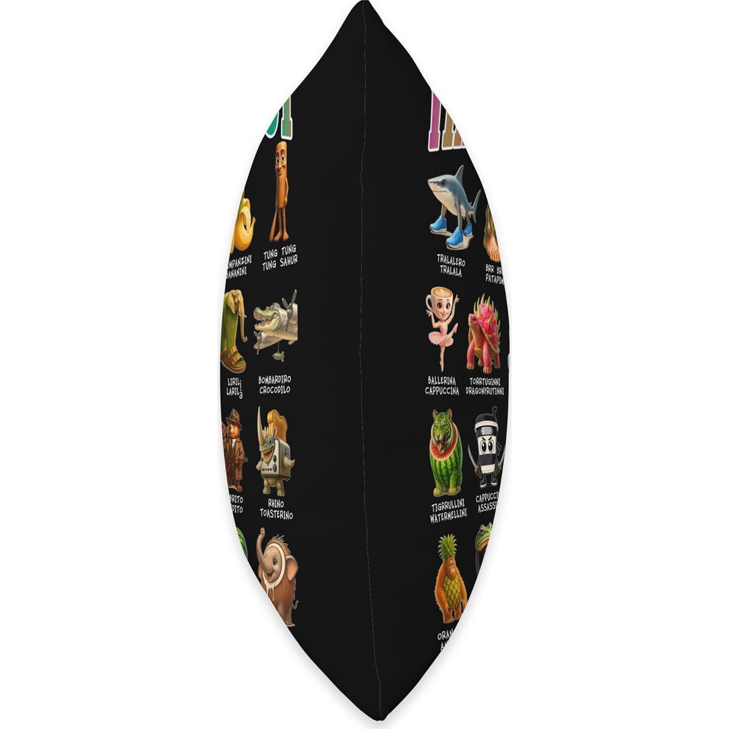 Cojín de personajes de meme italiano Brainrot 18x18 para niños