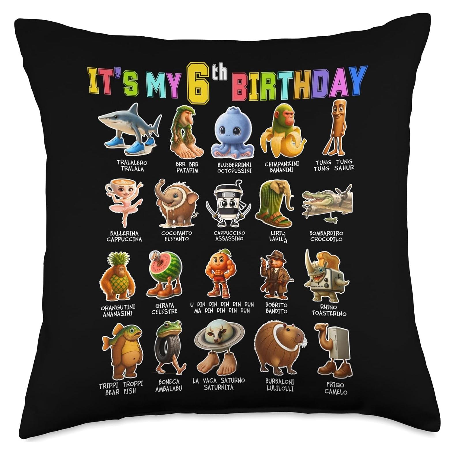 Cojín Divertido para Bebé 6to Cumpleaños Memes IgnisPath 18x18