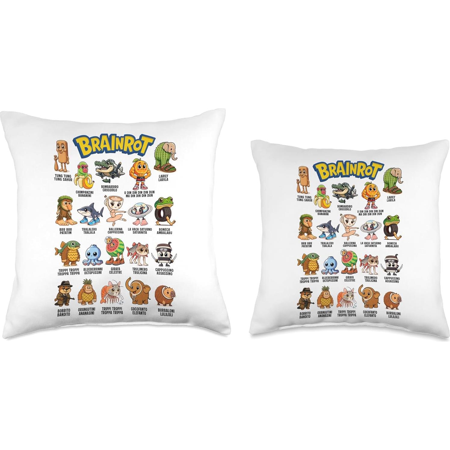 Cojín de Meme Brainrot Italiano 16x16 - Humor Absurdo
