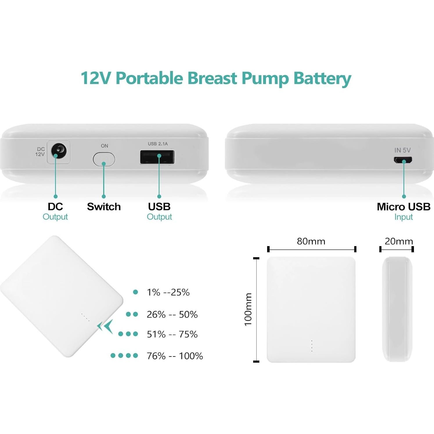 Bomba de Pecho Portátil 12V Smarkey para Medela y Spectra