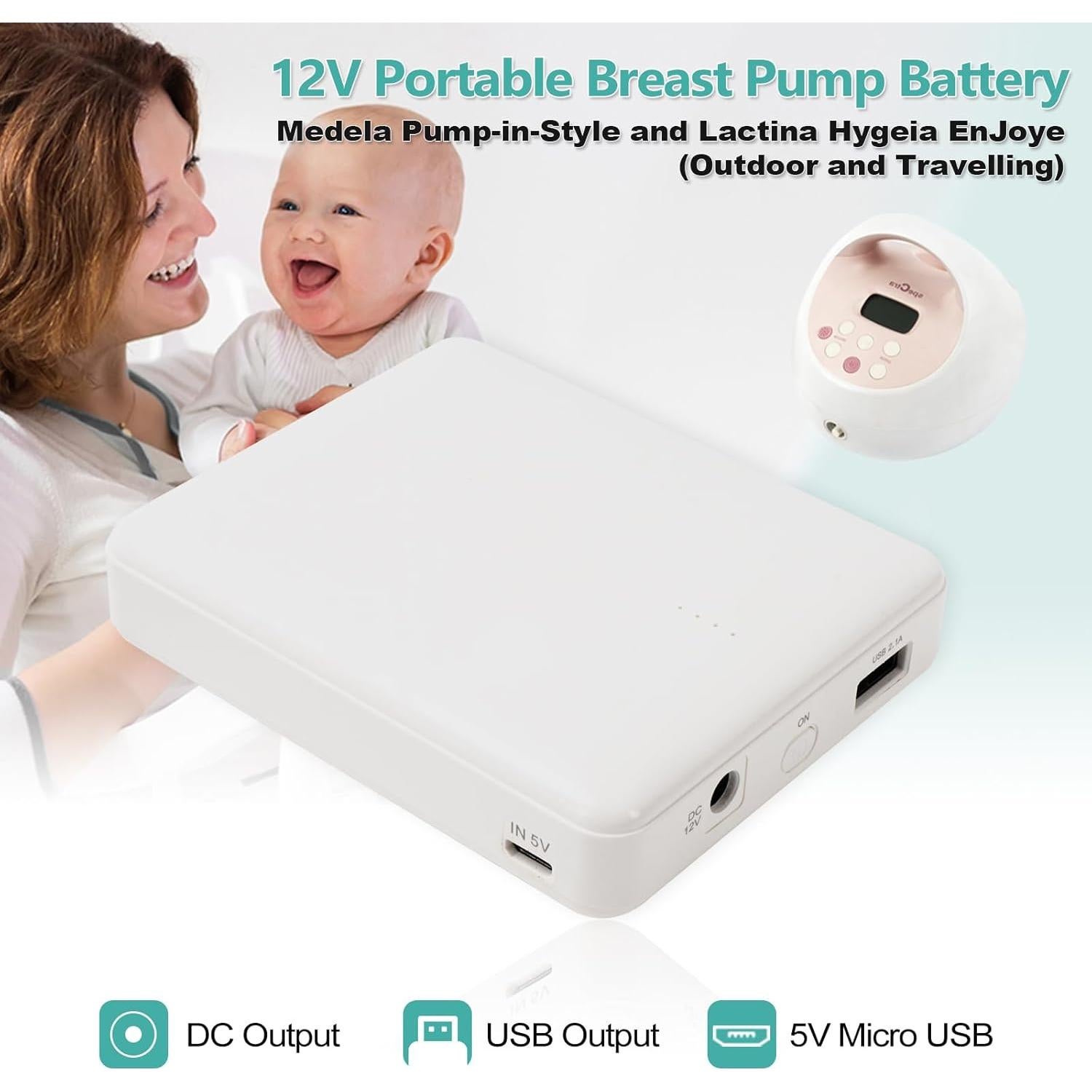 Bomba de Pecho Portátil 12V Smarkey para Medela y Spectra