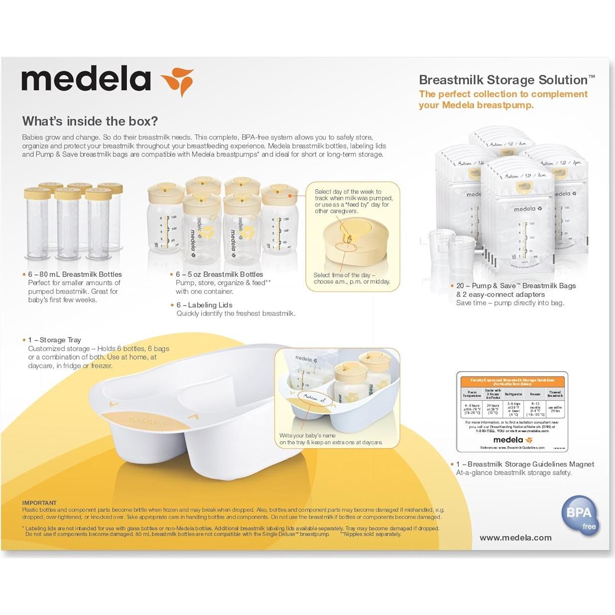 Conjunto de Almacenamiento de Leche Materna Medela 67348 - 6 Botellas y 20 Bolsas