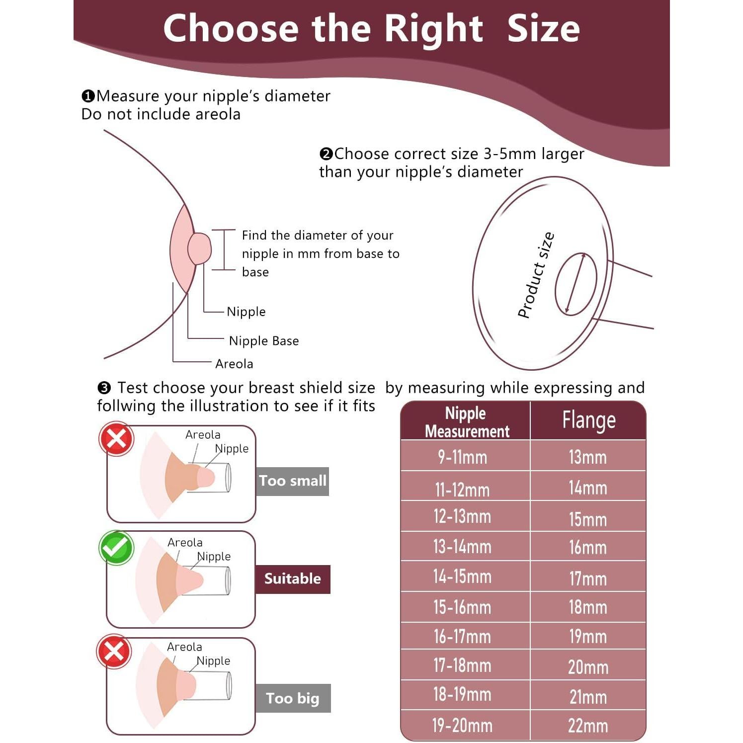 Insertos de brida 22 mm BDICOVE para extractores de leche