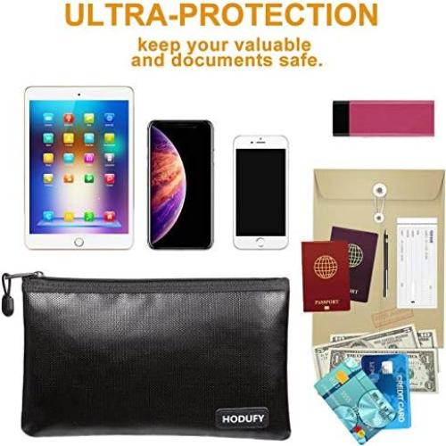 Bolsa de Dinero a Prueba de Fuego Hodufy 26.9x17.0cm Negra