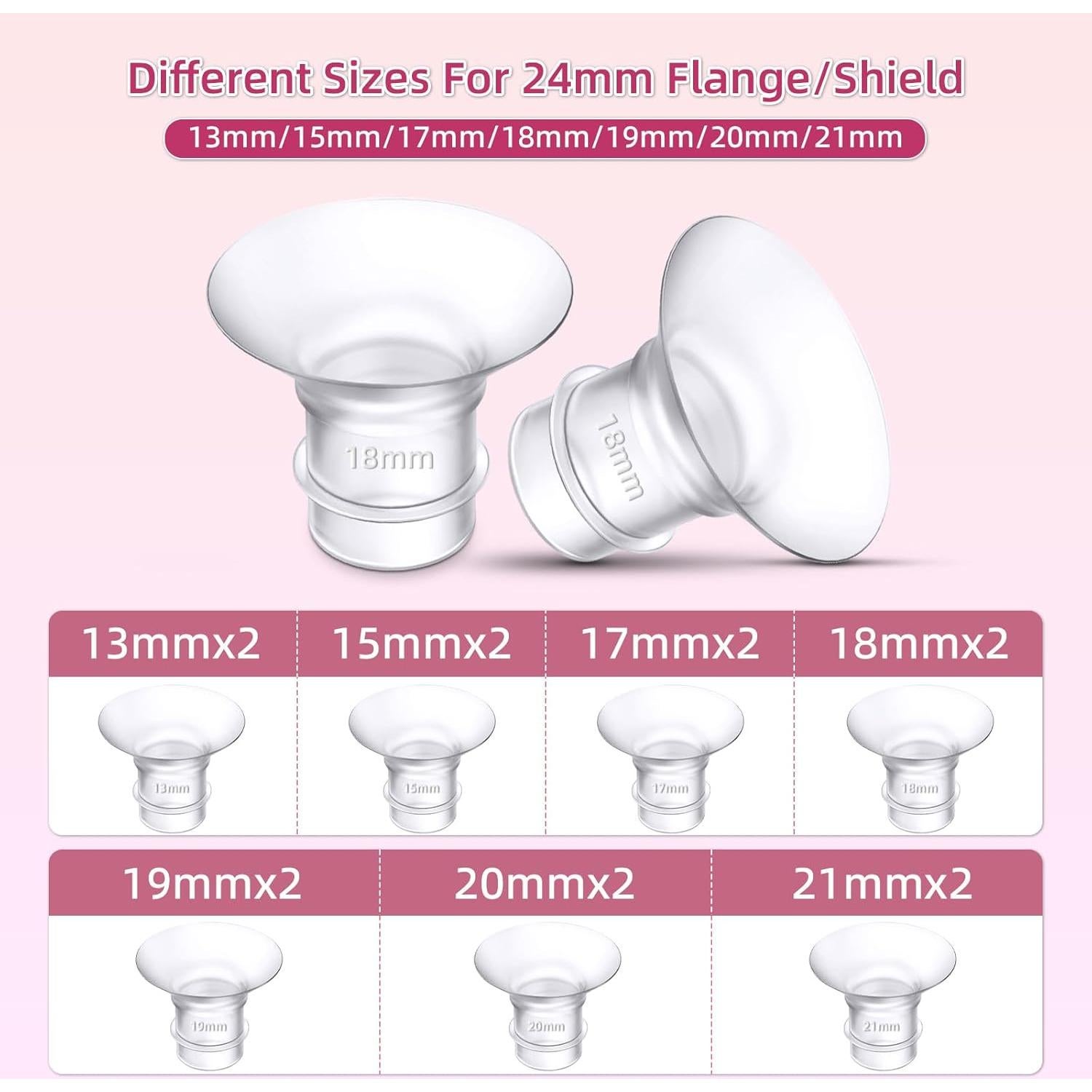 Insertos de Brida 14PC GOCROWEEN para Extractores de Leche 24mm